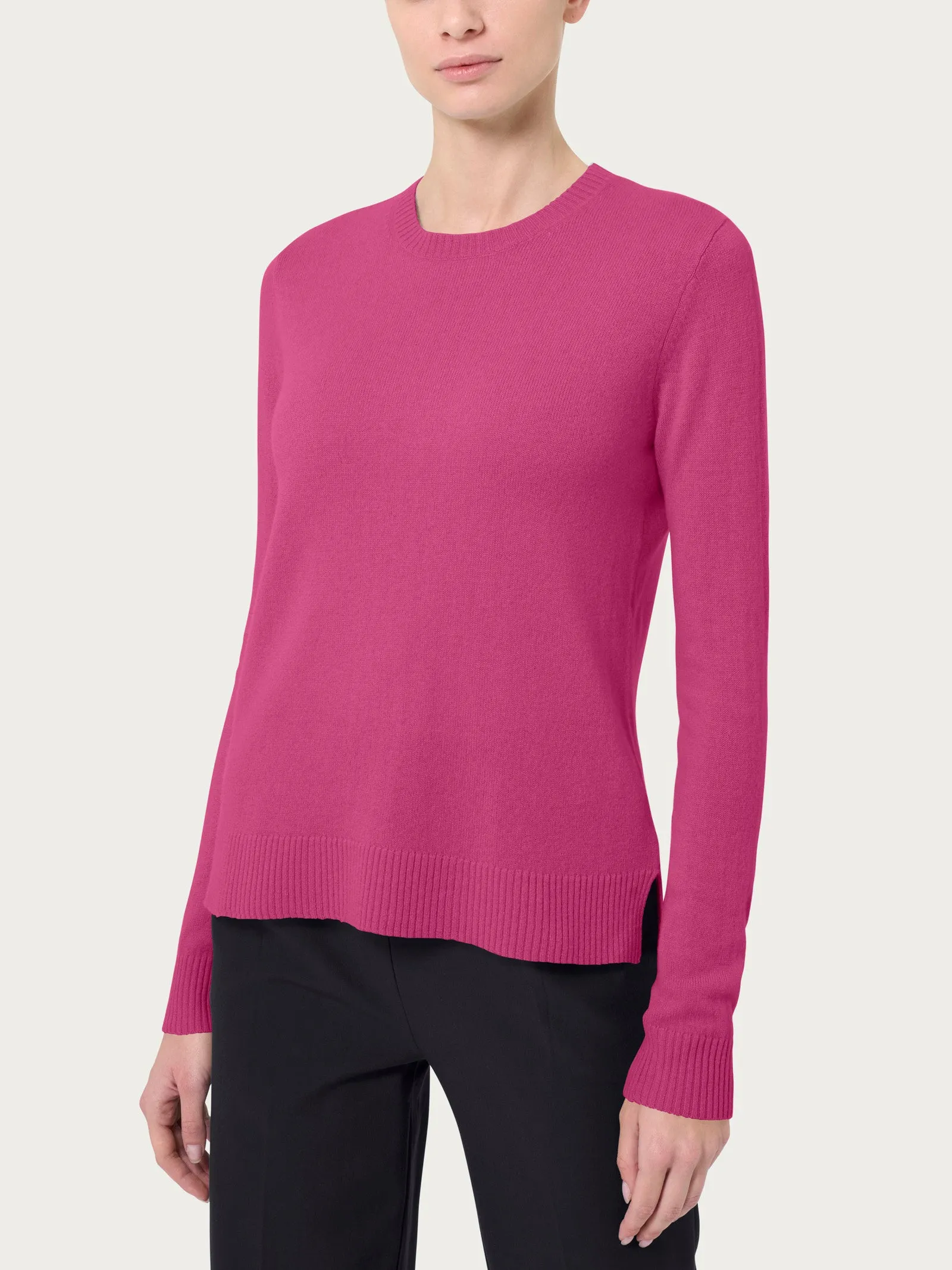 Maglia girocollo in cashmerino - Red Violet