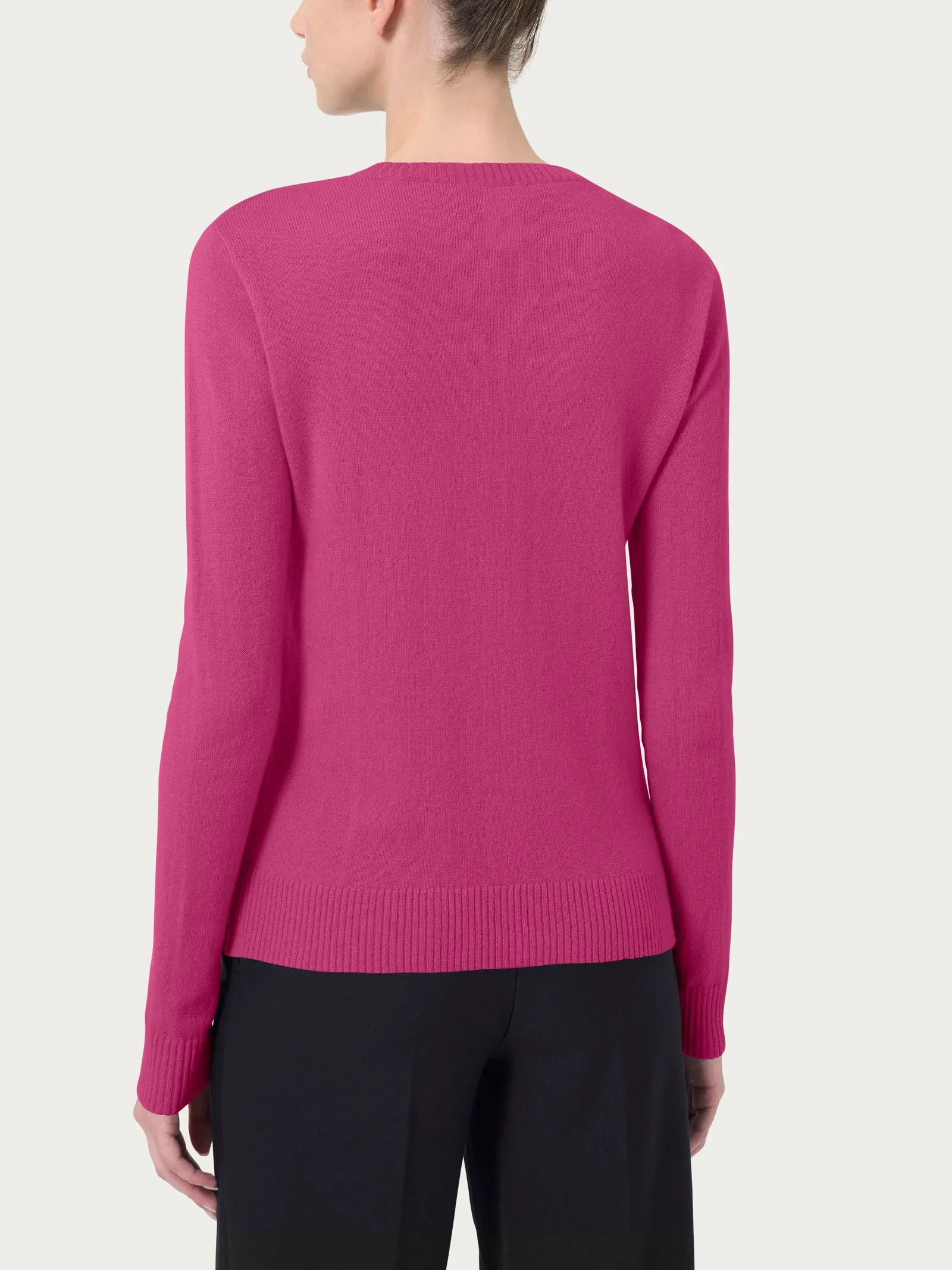 Maglia girocollo in cashmerino - Red Violet