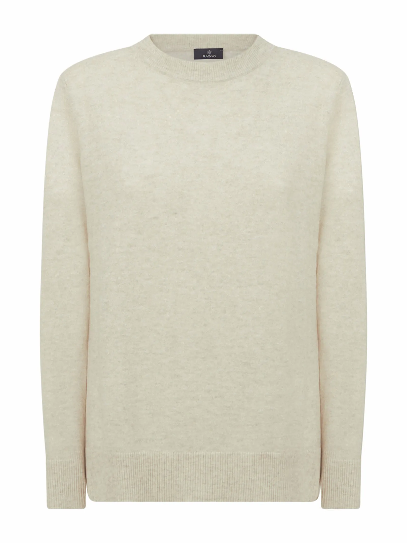 Maglia girocollo in filato Cashmerino - Champignon mel.