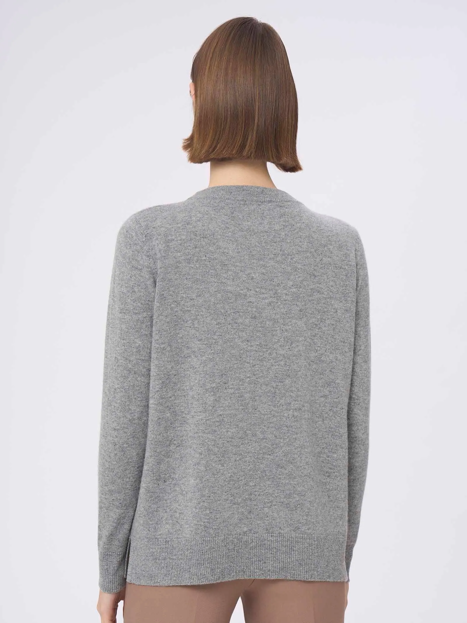 Maglia girocollo in filato Cashmerino - Champignon mel.