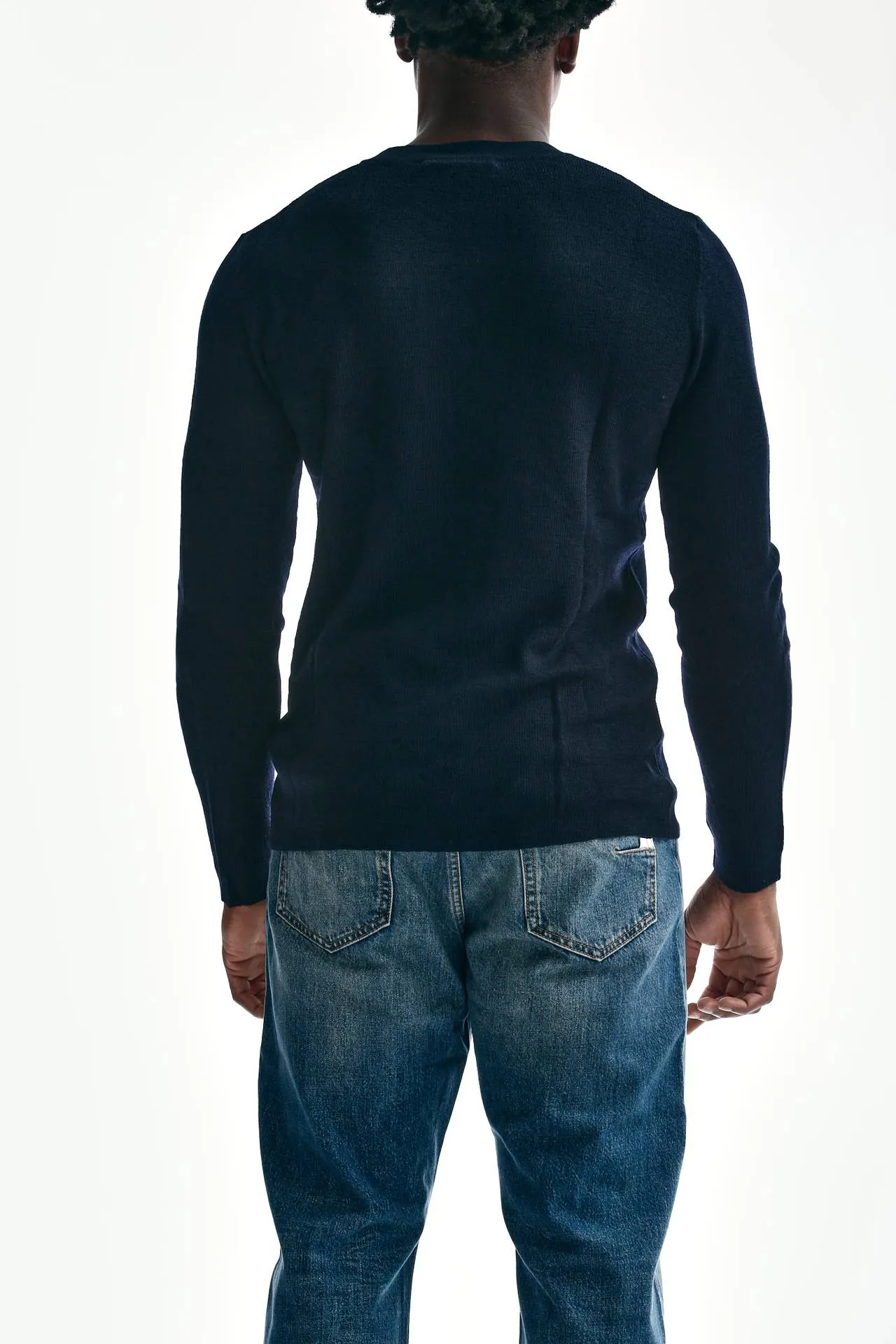 Maglia girocollo in lana blu 