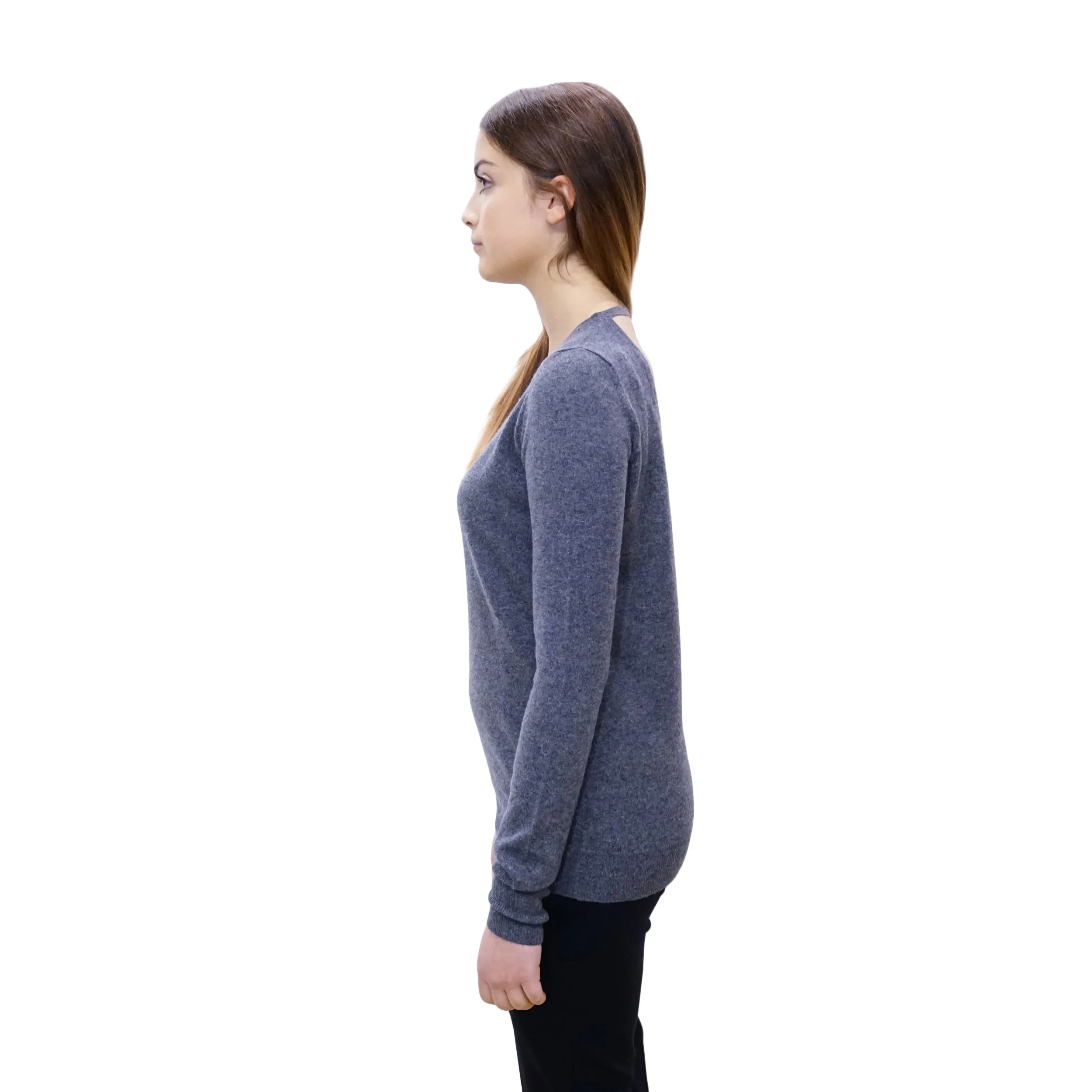 Maglia in Cashmere Profondo Scollo a V Posteriore