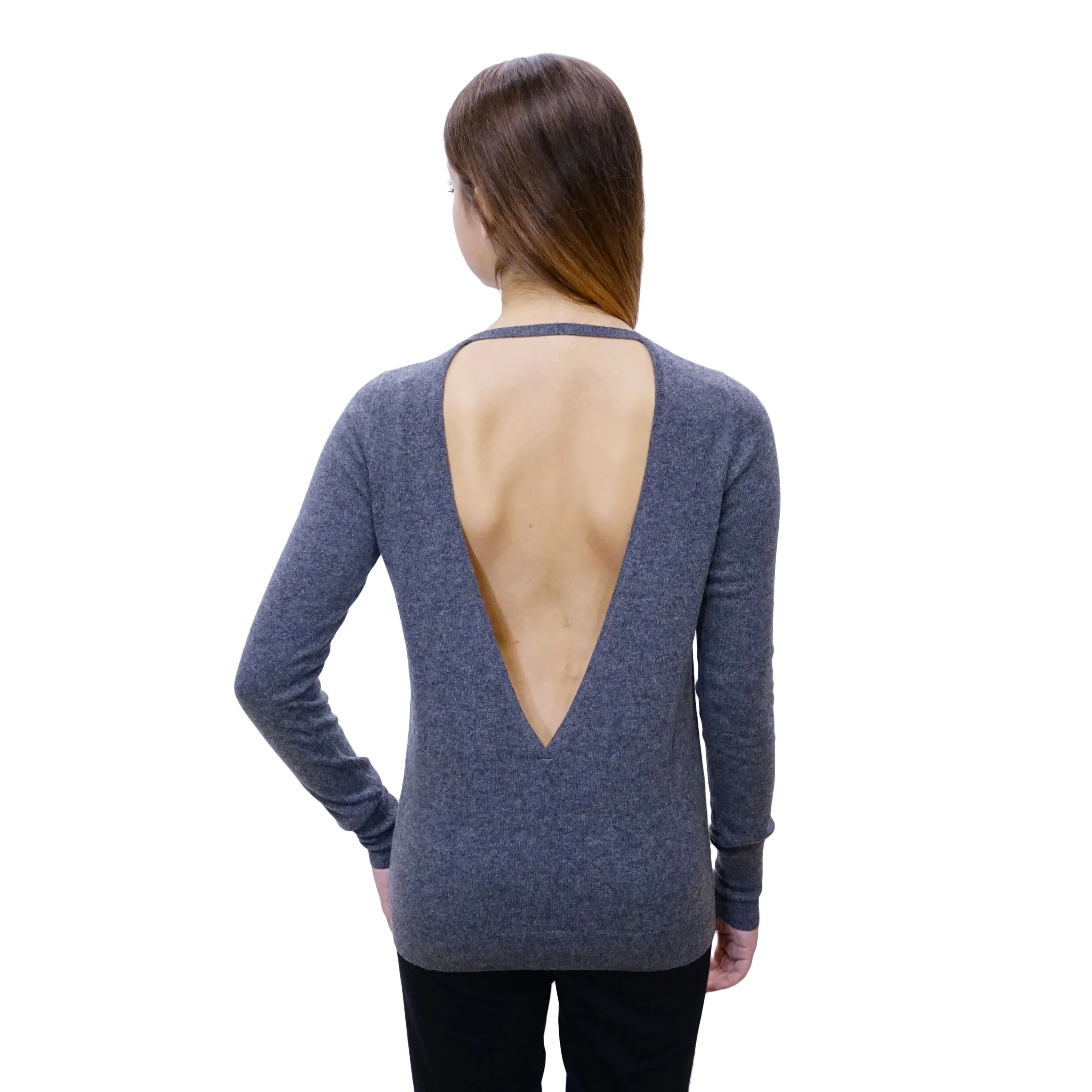 Maglia in Cashmere Profondo Scollo a V Posteriore
