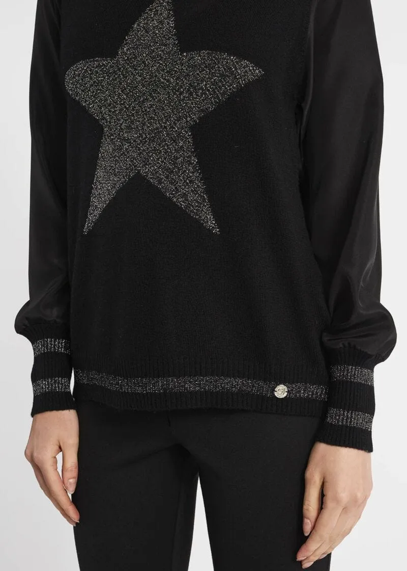 Maglia in lana con maniche in georgette