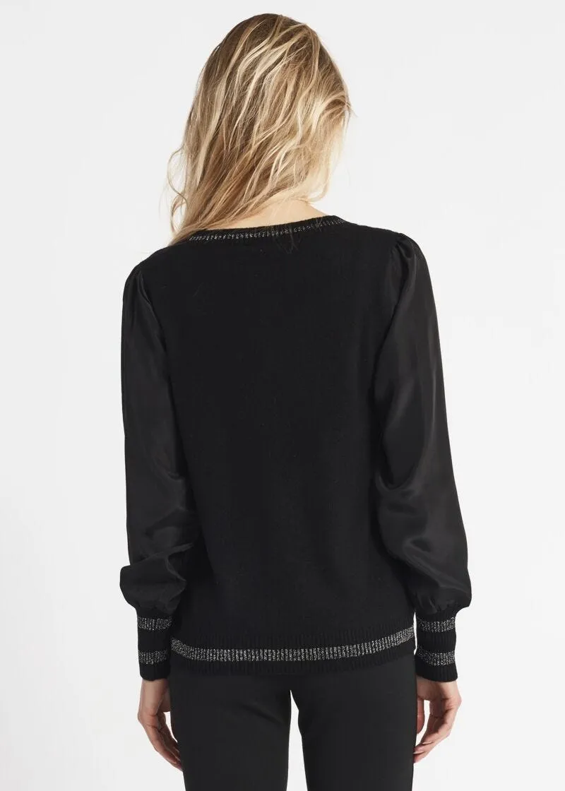 Maglia in lana con maniche in georgette
