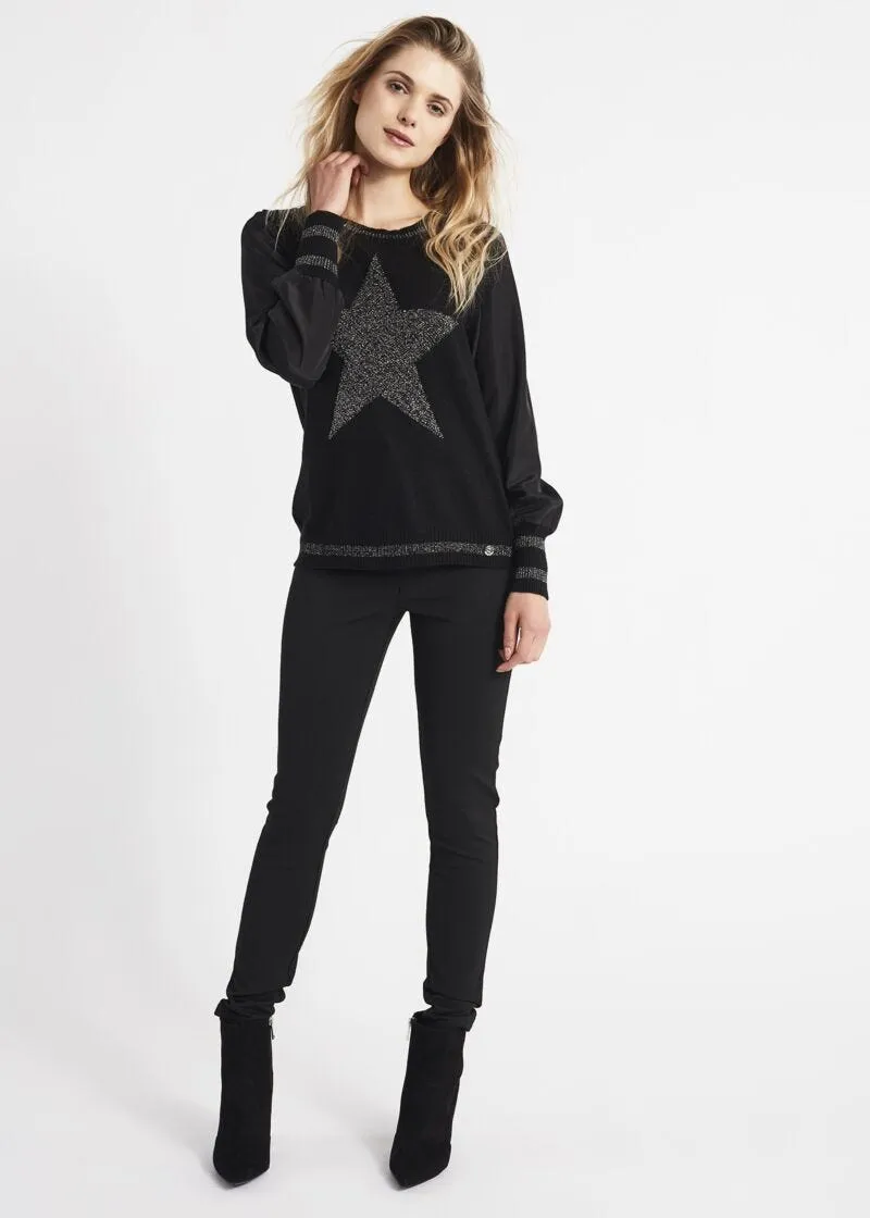 Maglia in lana con maniche in georgette