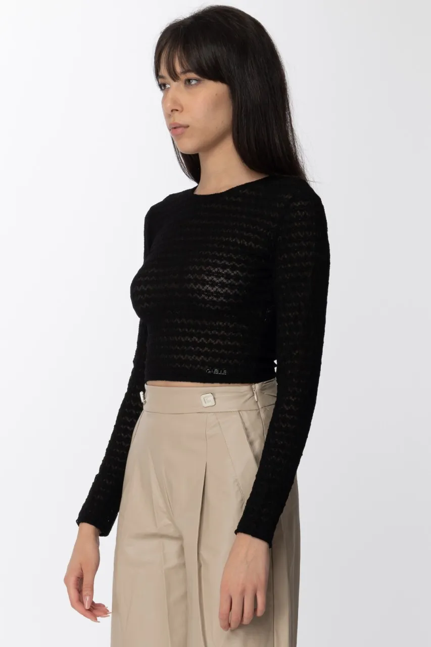 Maglia in pizzo Nero
