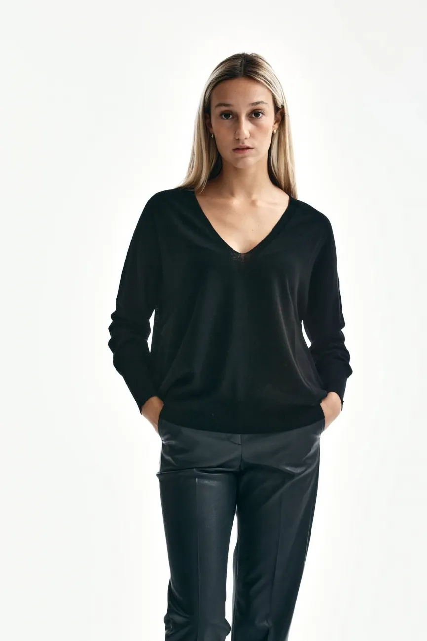 Maglia over in flexwool nero 