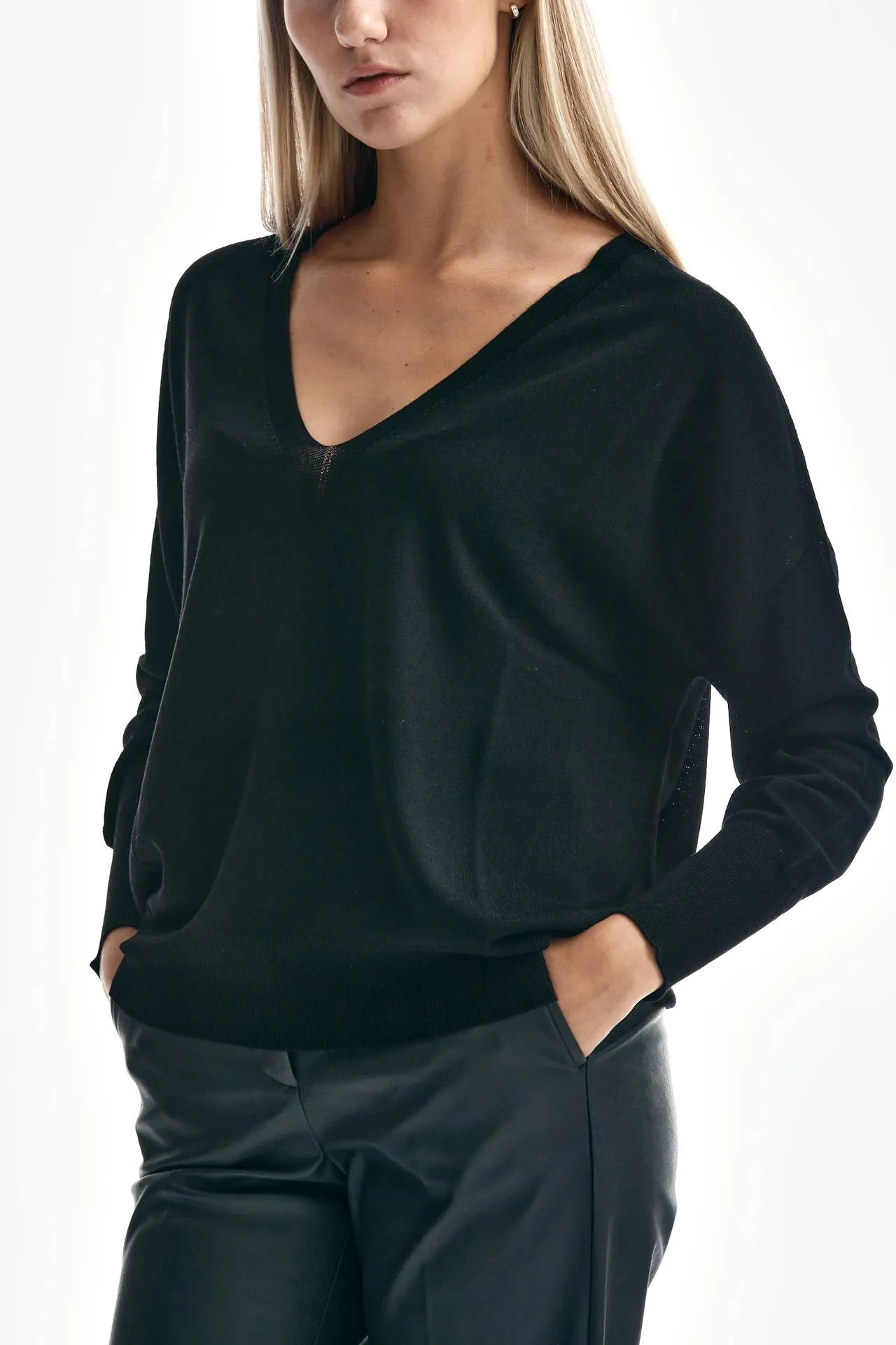 Maglia over in flexwool nero 