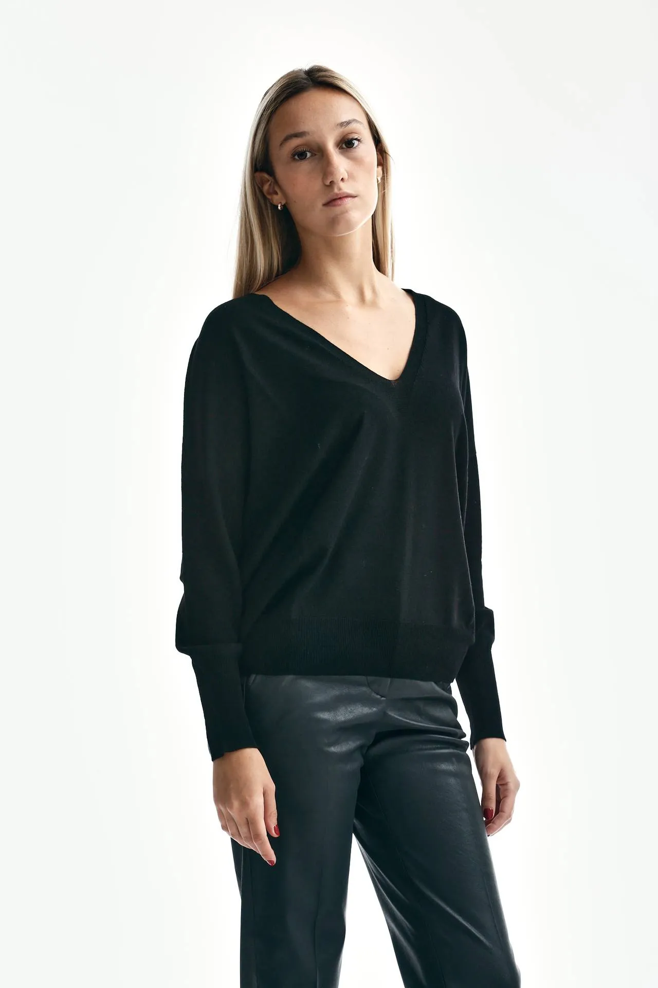 Maglia over in flexwool nero 