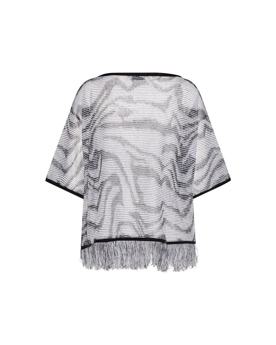 Maglia traforata lurex NERO-PANNA