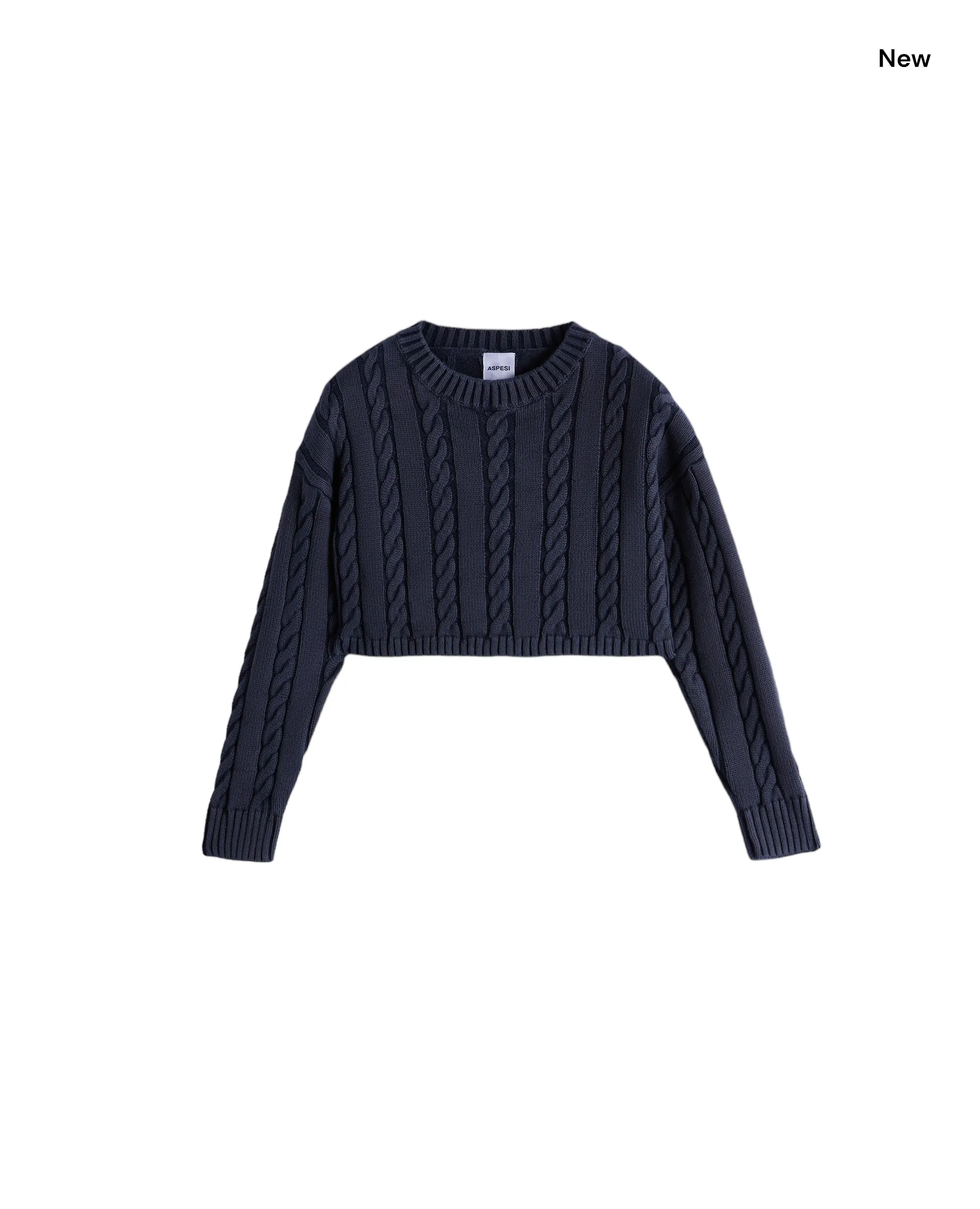 Maglia tricot cropped blu per bambina