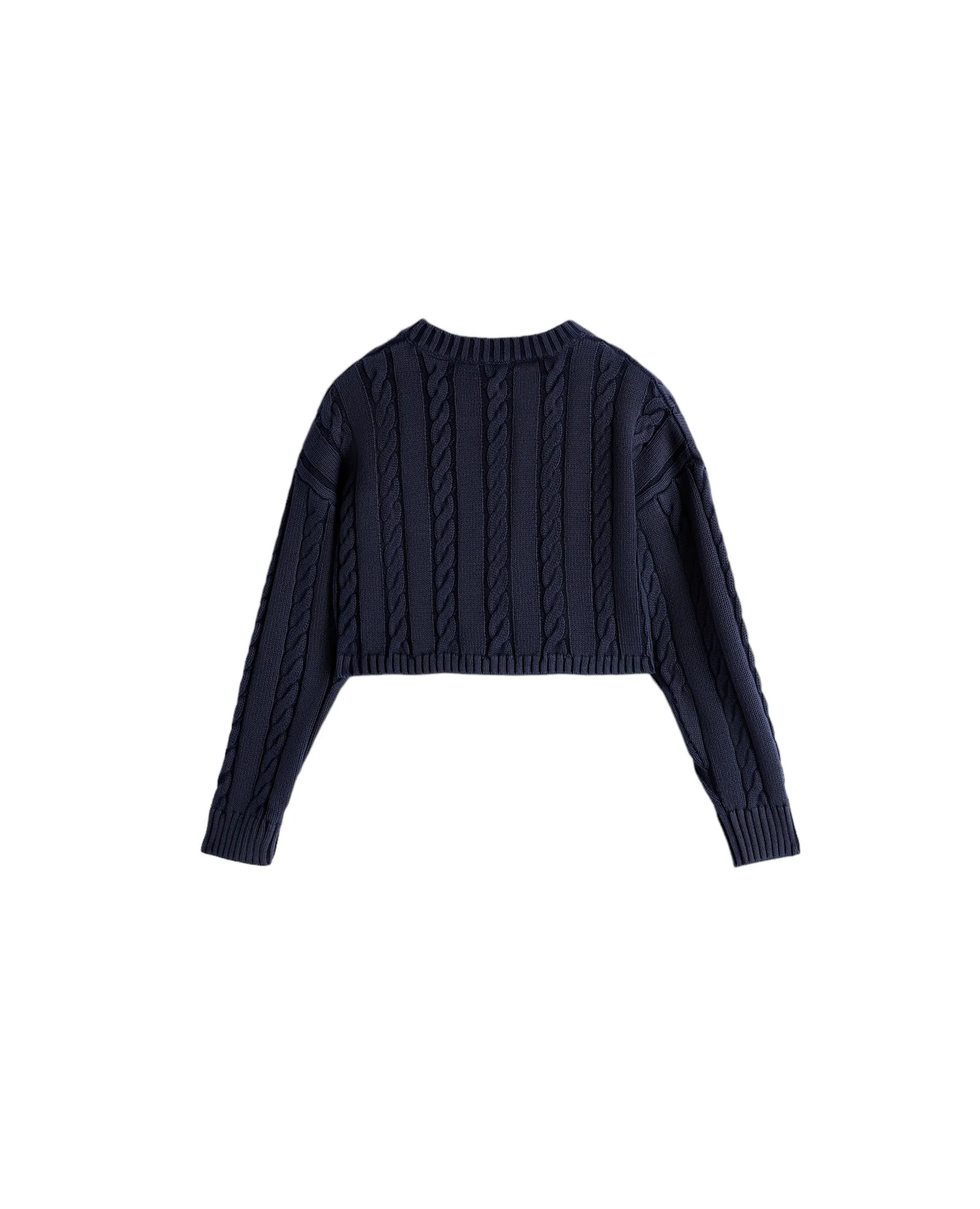 Maglia tricot cropped blu per bambina