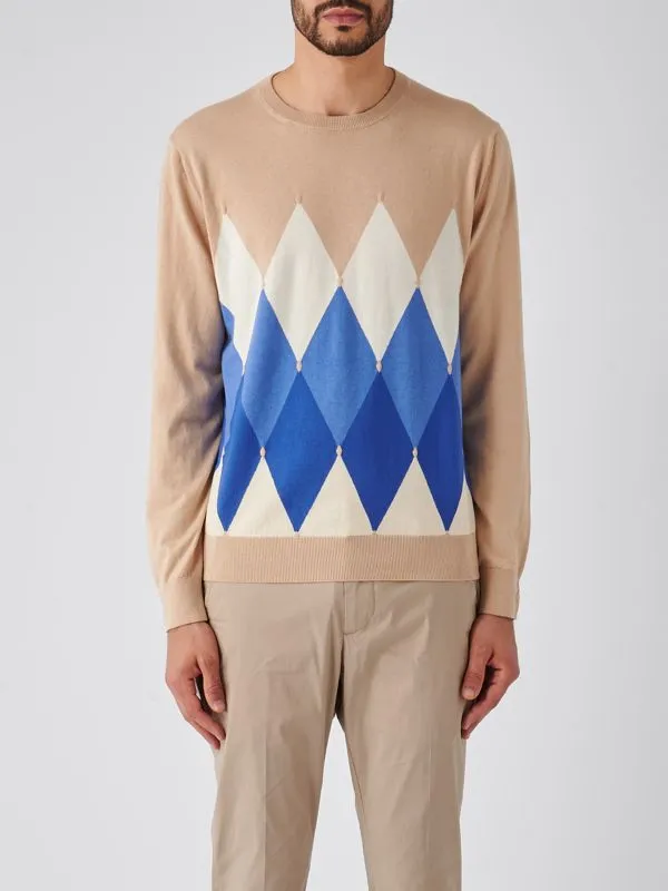 Maglia uomo Ballantyne girocollo in cotone e cashmere Beige