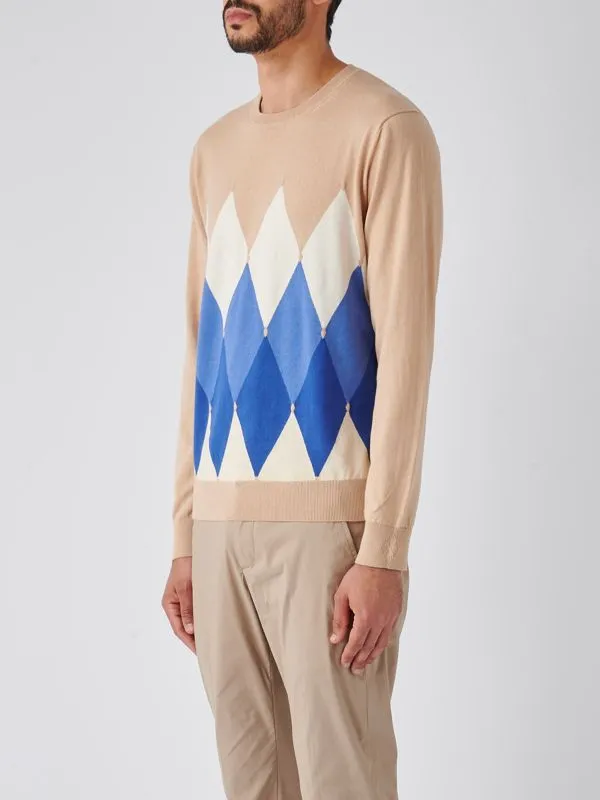 Maglia uomo Ballantyne girocollo in cotone e cashmere Beige