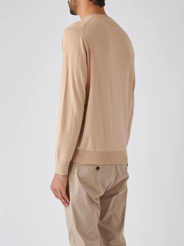 Maglia uomo Ballantyne girocollo in cotone e cashmere Beige