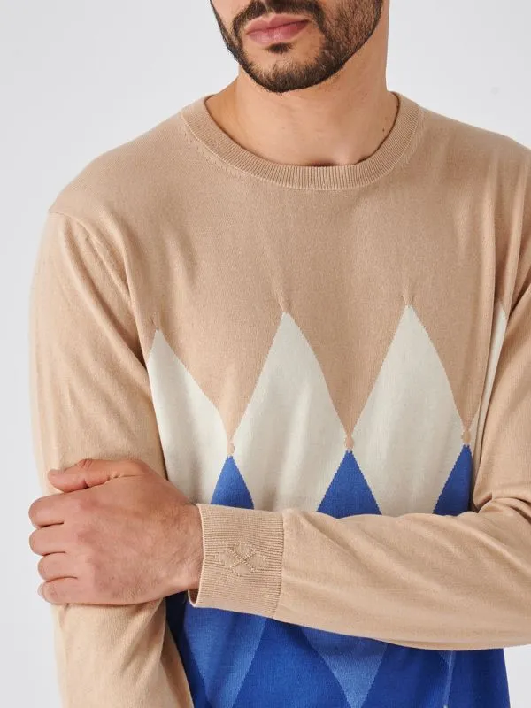 Maglia uomo Ballantyne girocollo in cotone e cashmere Beige