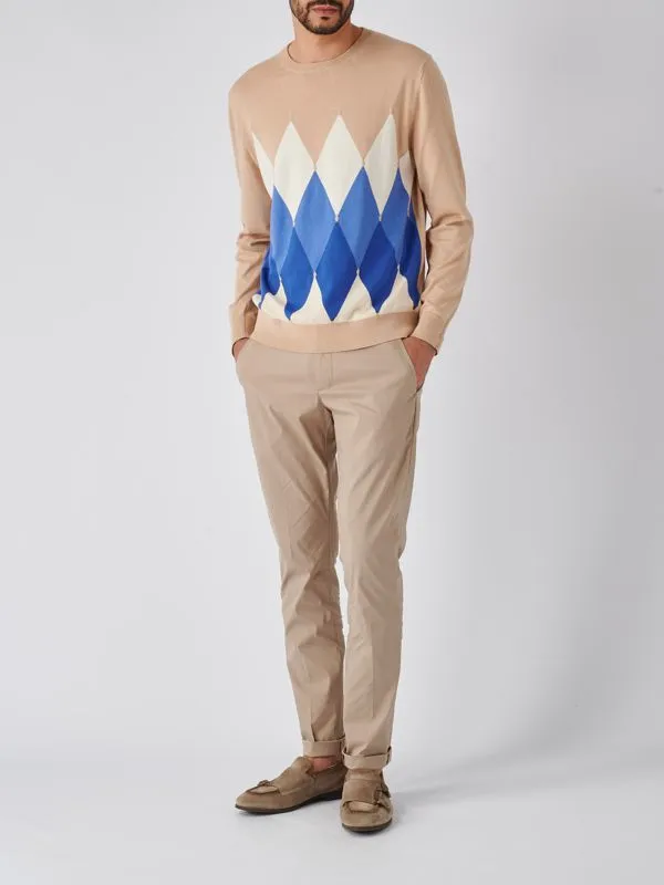 Maglia uomo Ballantyne girocollo in cotone e cashmere Beige