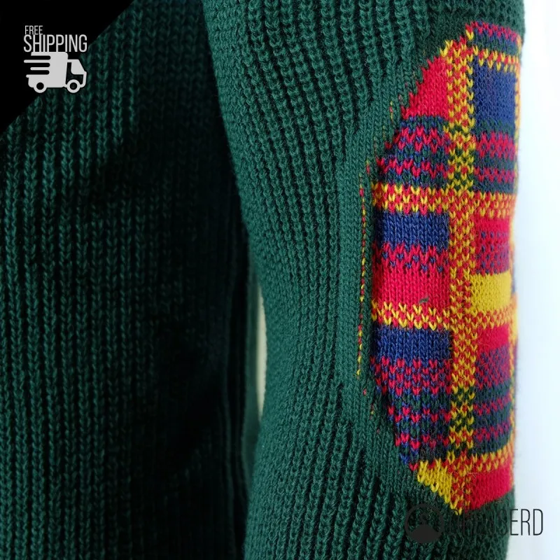 Maglia Uomo Dresserd Trama Lavorata e Ricamo lato cuore Toppe Fantasia in Lavorazione Maglione Made in Italy