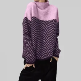 Maglieria mezzo dolcevita in colori abbinati 2023 Autunno Inverno Nuovo colore sciolto con maglione pullover da donna