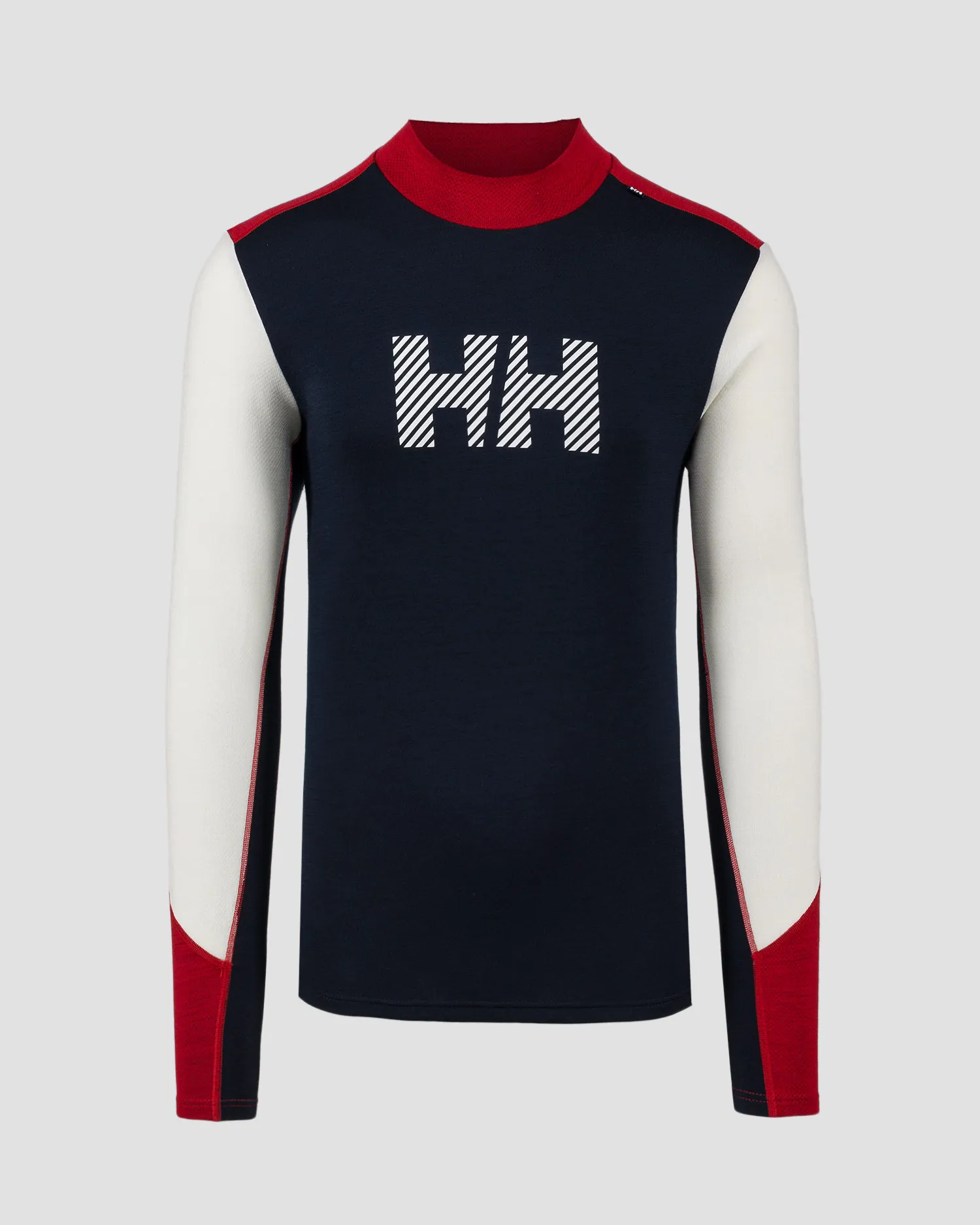 Maglietta a maniche lunghe termoattiva blu scuro-bianco da uomo Helly Hansen Lifa Merino Midlogo 49543-11