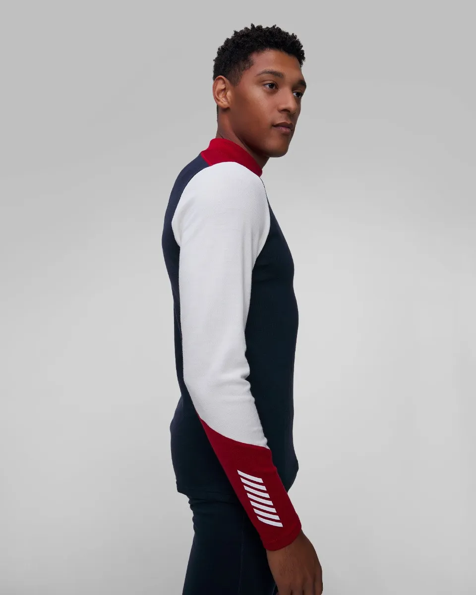 Maglietta a maniche lunghe termoattiva blu scuro-bianco da uomo Helly Hansen Lifa Merino Midlogo 49543-11