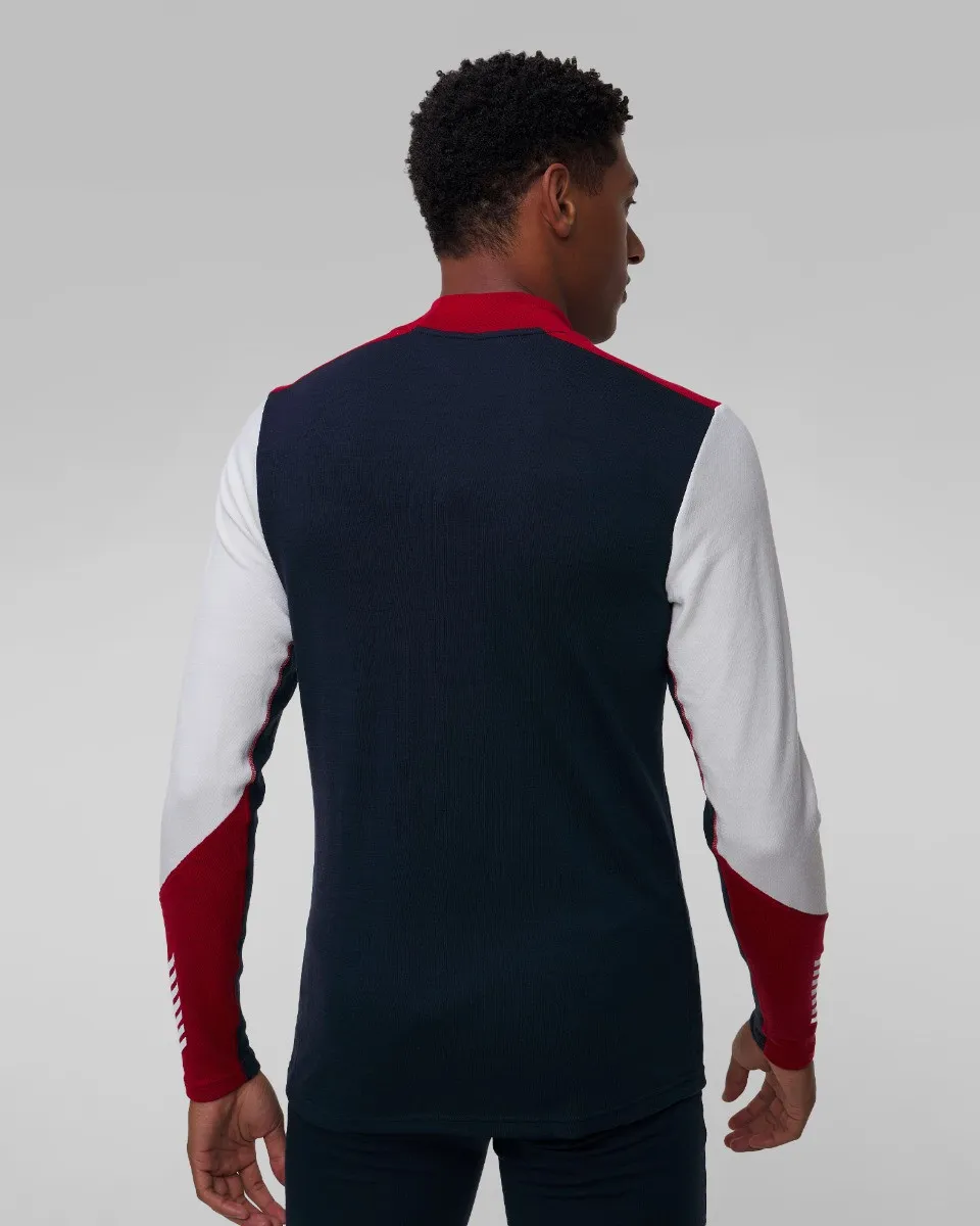 Maglietta a maniche lunghe termoattiva blu scuro-bianco da uomo Helly Hansen Lifa Merino Midlogo 49543-11