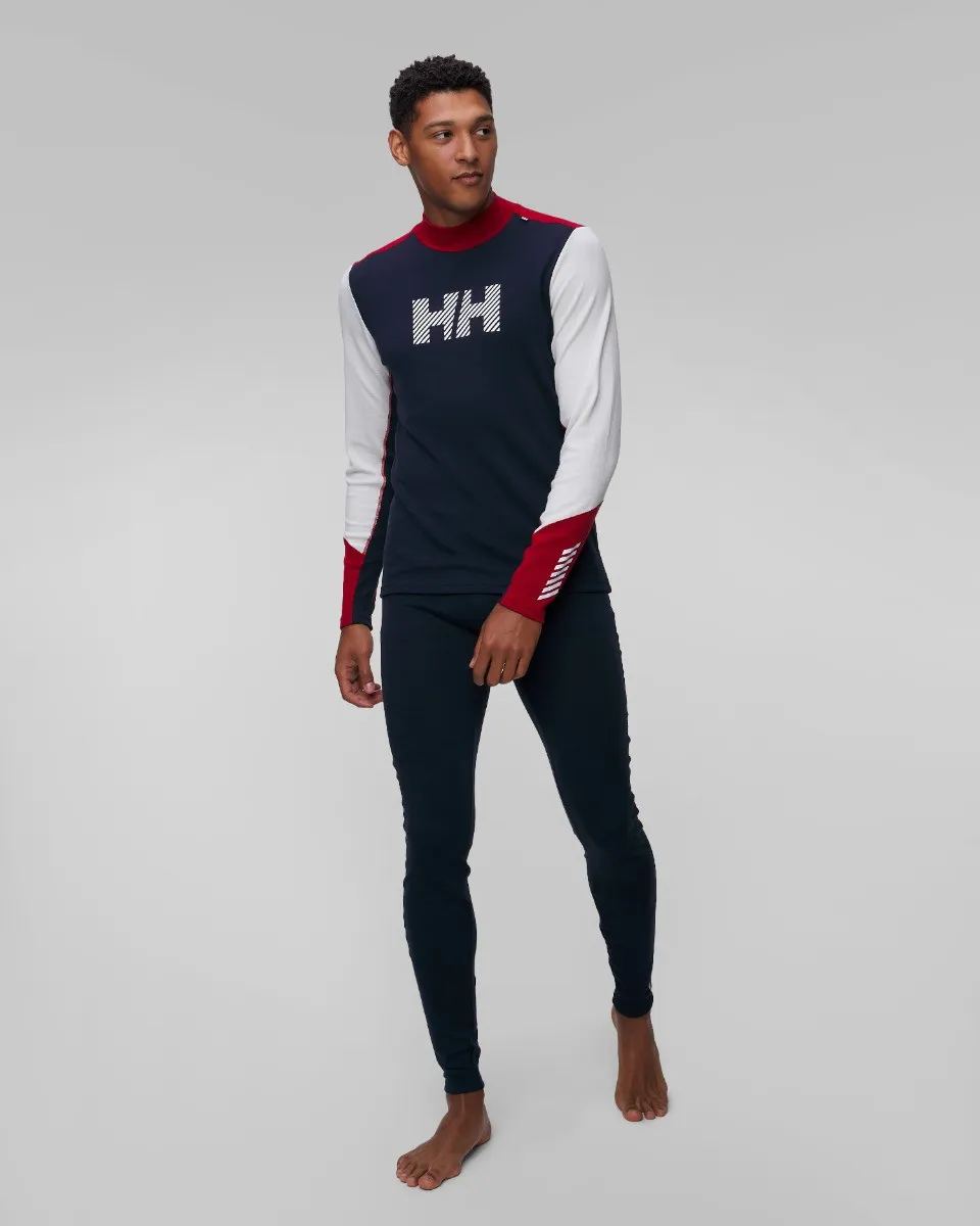 Maglietta a maniche lunghe termoattiva blu scuro-bianco da uomo Helly Hansen Lifa Merino Midlogo 49543-11