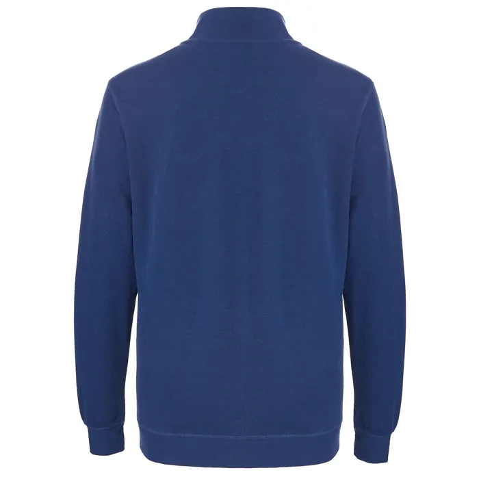 Maglione in cotone a maglia fine Pre End big men con zip e tasca sul petto Blu