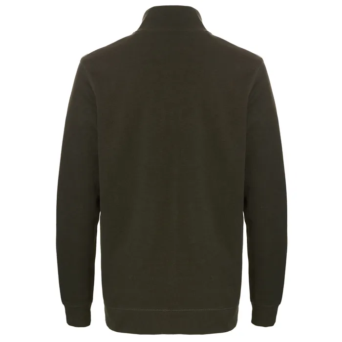 Maglione in cotone a maglia fine Pre End big men con zip e tasca sul petto Verde