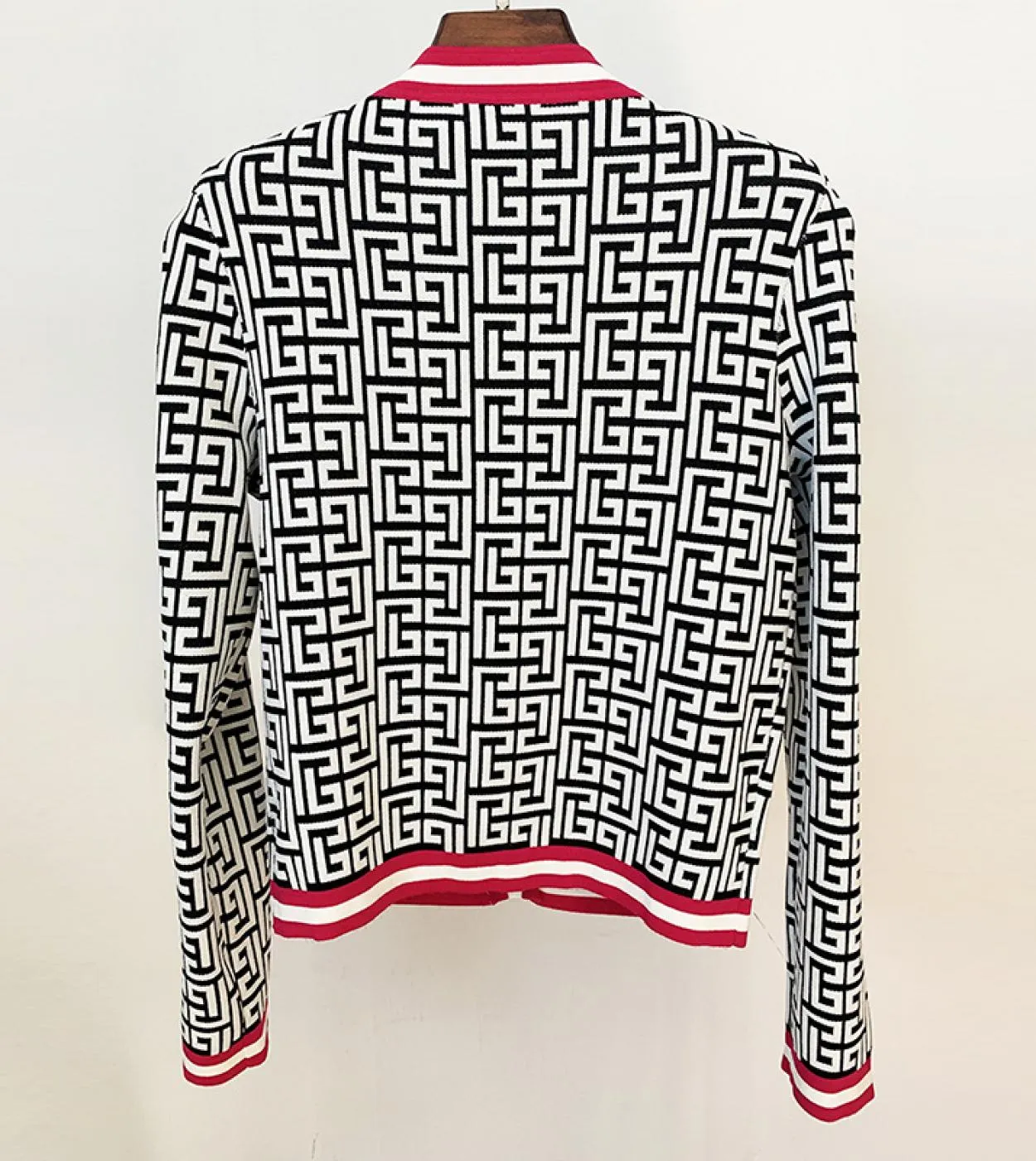Maglione scozzese Pullover Cardigan Abito New Designergiacca da donna Bottoni leone doro Top in maglia jacquard geometrica mono