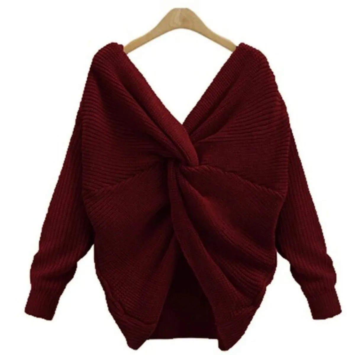 Maglione senza schienale Pullover Top Abbigliamento donna 2023 Autunno Inverno Moda Maglia Base Camicia Tee Femminile  Crop P