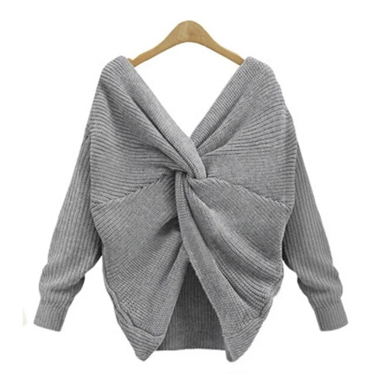 Maglione senza schienale Pullover Top Abbigliamento donna 2023 Autunno Inverno Moda Maglia Base Camicia Tee Femminile  Crop P