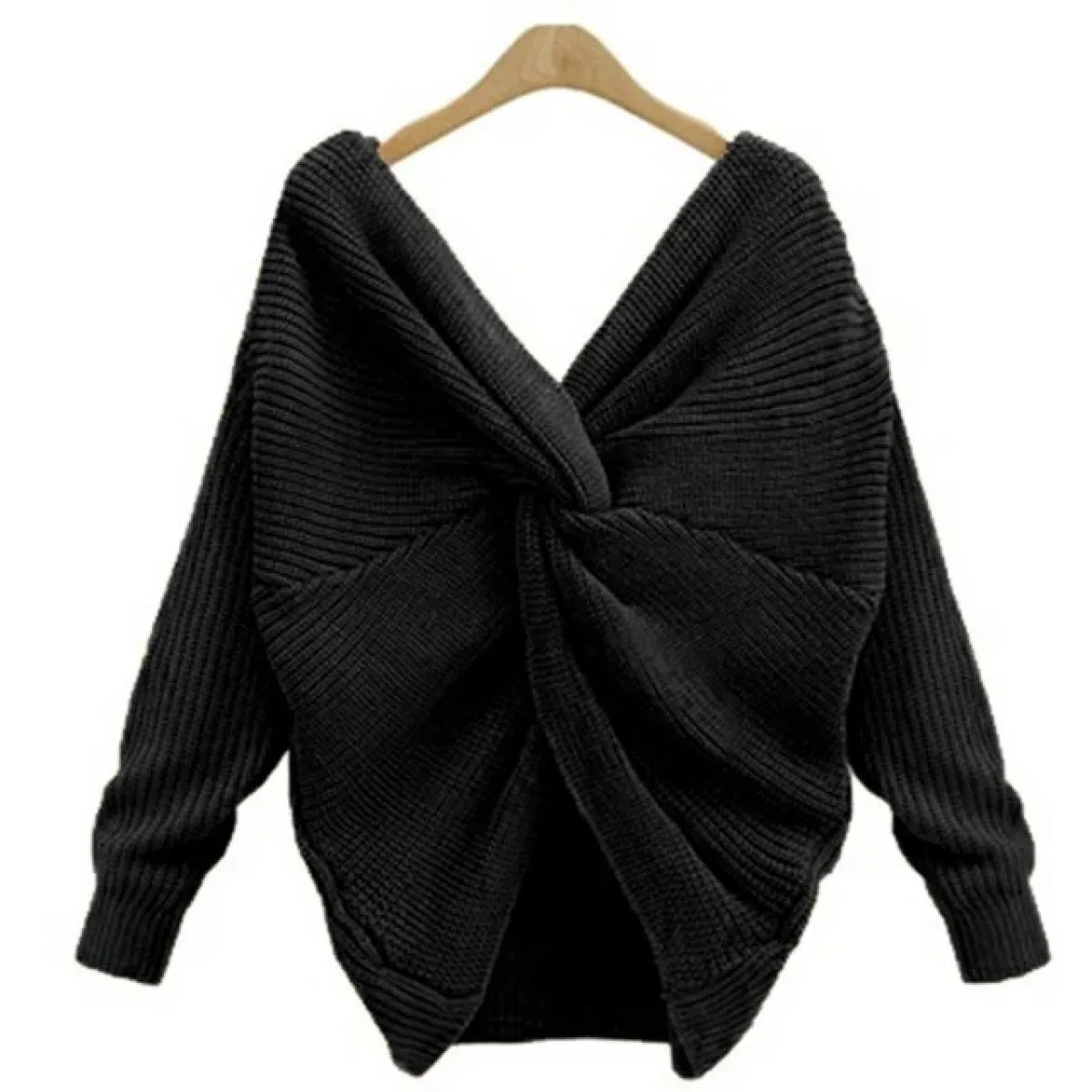 Maglione senza schienale Pullover Top Abbigliamento donna 2023 Autunno Inverno Moda Maglia Base Camicia Tee Femminile  Crop P