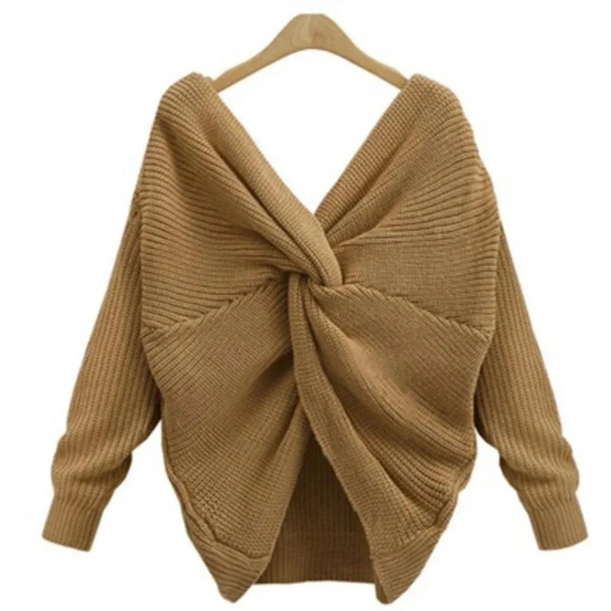 Maglione senza schienale Pullover Top Abbigliamento donna 2023 Autunno Inverno Moda Maglia Base Camicia Tee Femminile  Crop P