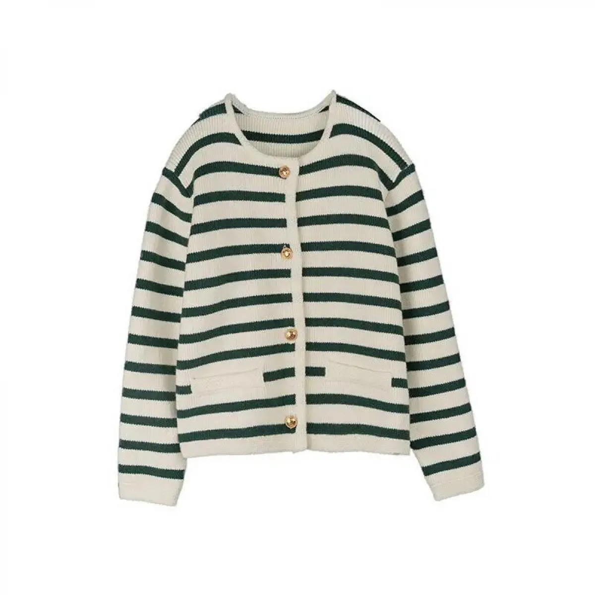 Maglioni da donna Cardigan Cardigan lavorato a maglia a righe Donna Autunno Inverno Cappotto maglione corto allentato spesso