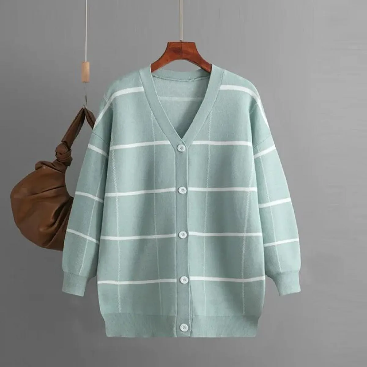 Maglioni per donna 2023 autunno inverno nuovo maglione lavorato a maglia cardigan cappotto scozzese donna cardigan semplici larg