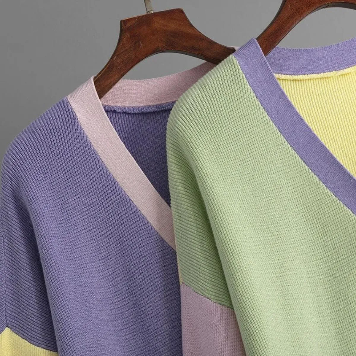 Maglioni per donna nuovo colore coordinato cardigan lavorato a maglia maglione colorato donna sciolto manica lunga cappotto medi