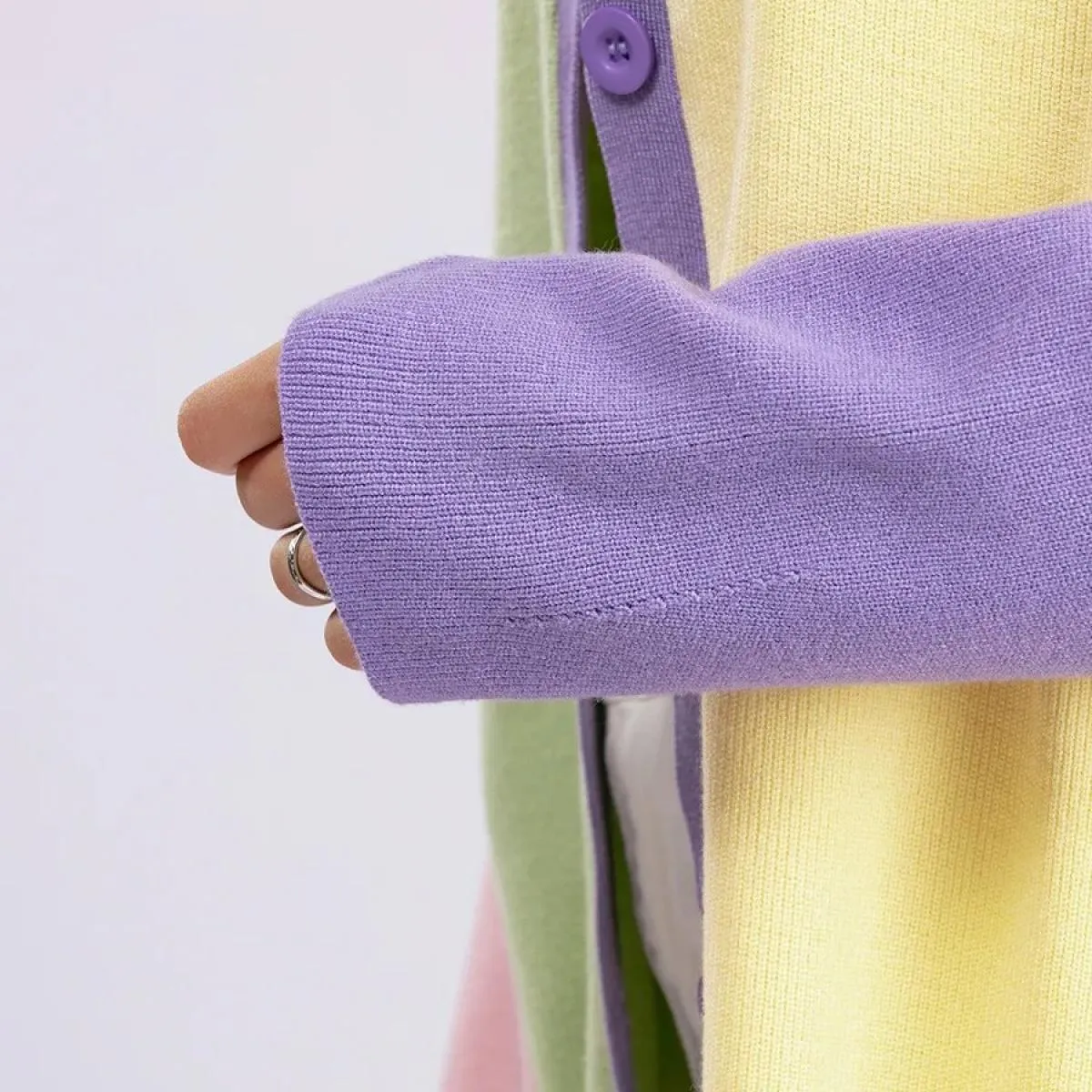 Maglioni per donna nuovo colore coordinato cardigan lavorato a maglia maglione colorato donna sciolto manica lunga cappotto medi