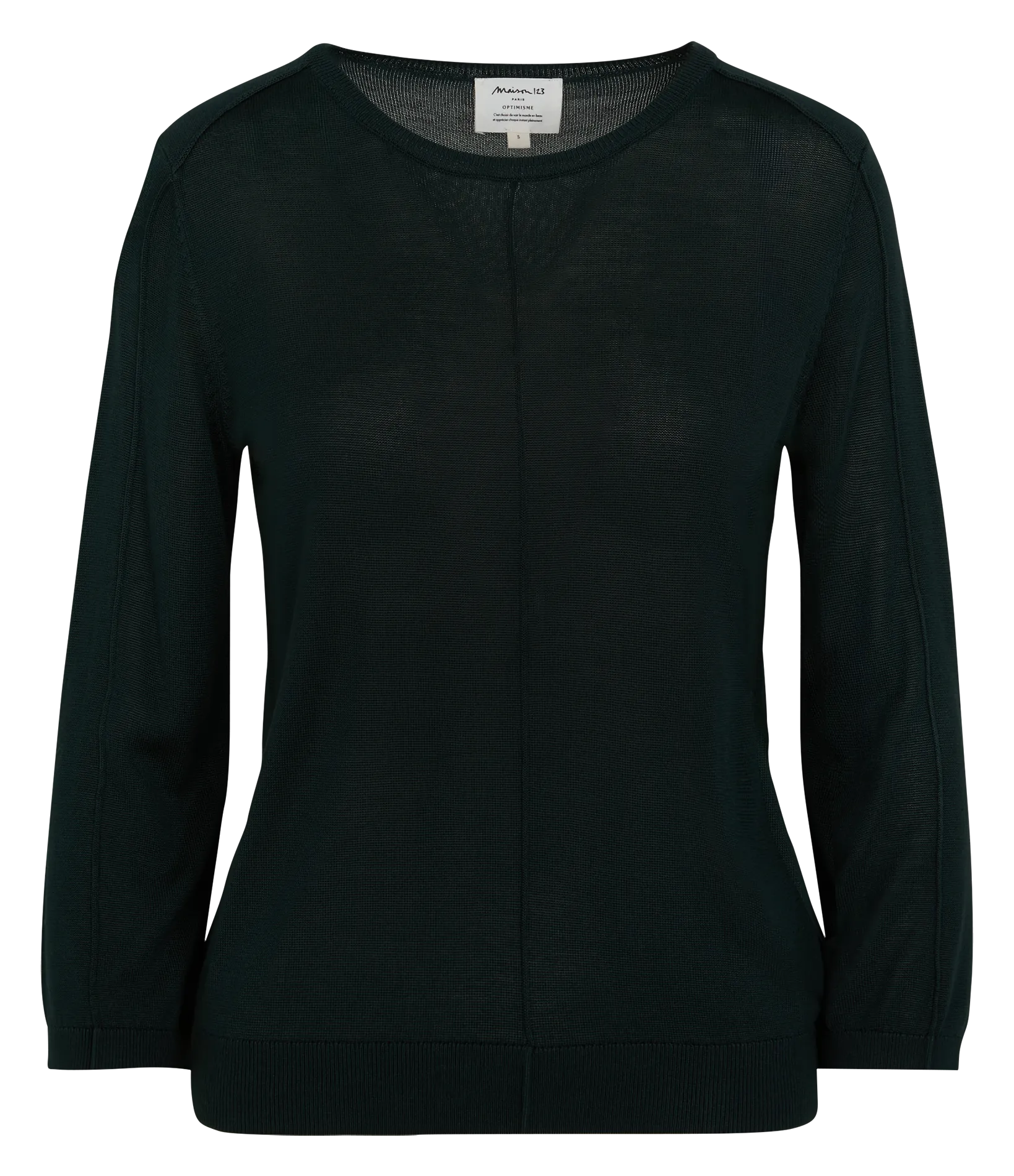  MAISON 123   CARLY - Maglione diritto a collo rotondo in maglia sottile | Verde