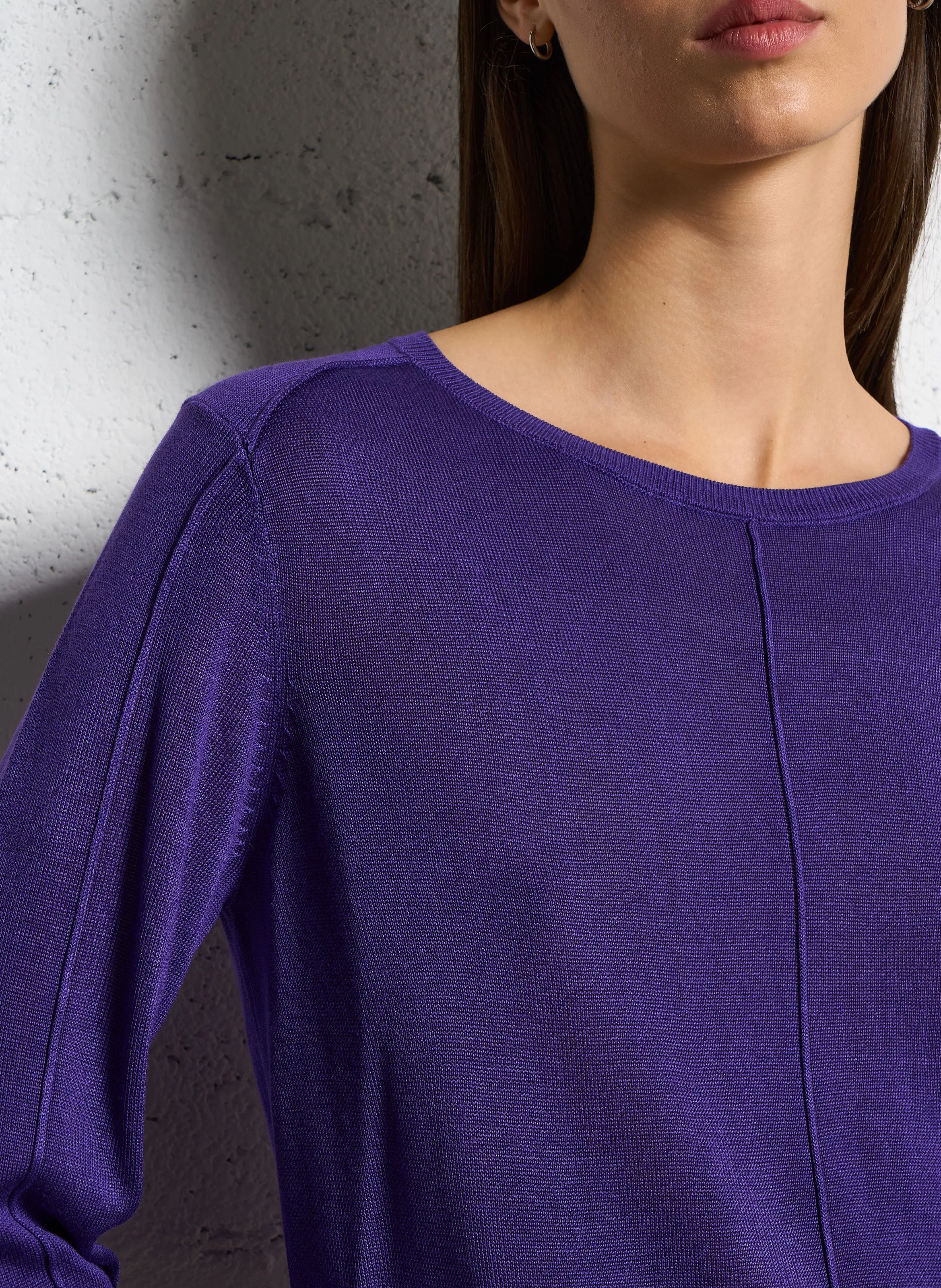  MAISON 123   CARLY - Maglione diritto a collo rotondo in maglia sottile | Viola