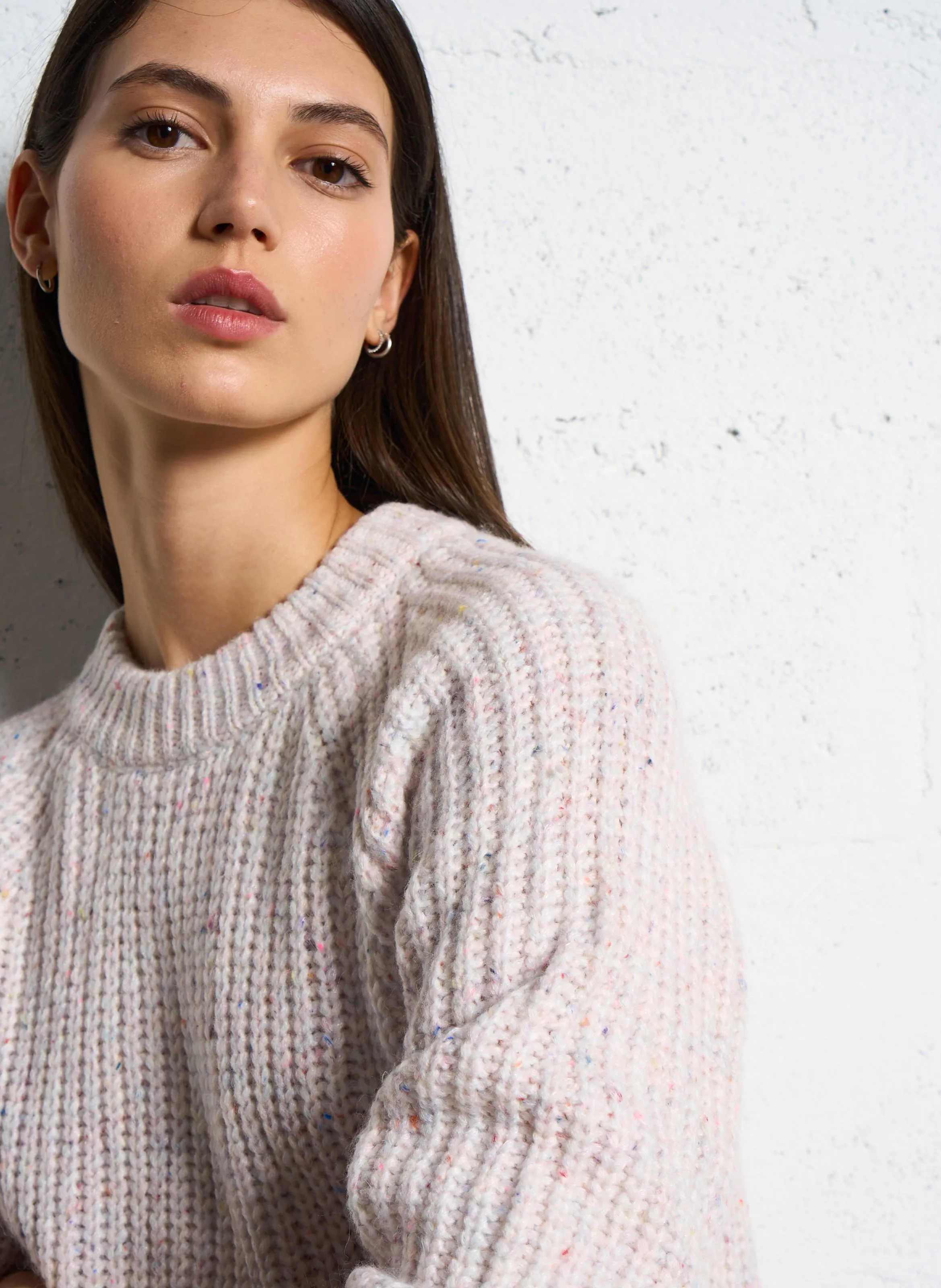  MAISON 123   CHIRLEY - Maglione scollo tondo dritto lavorato a maglia | Beige