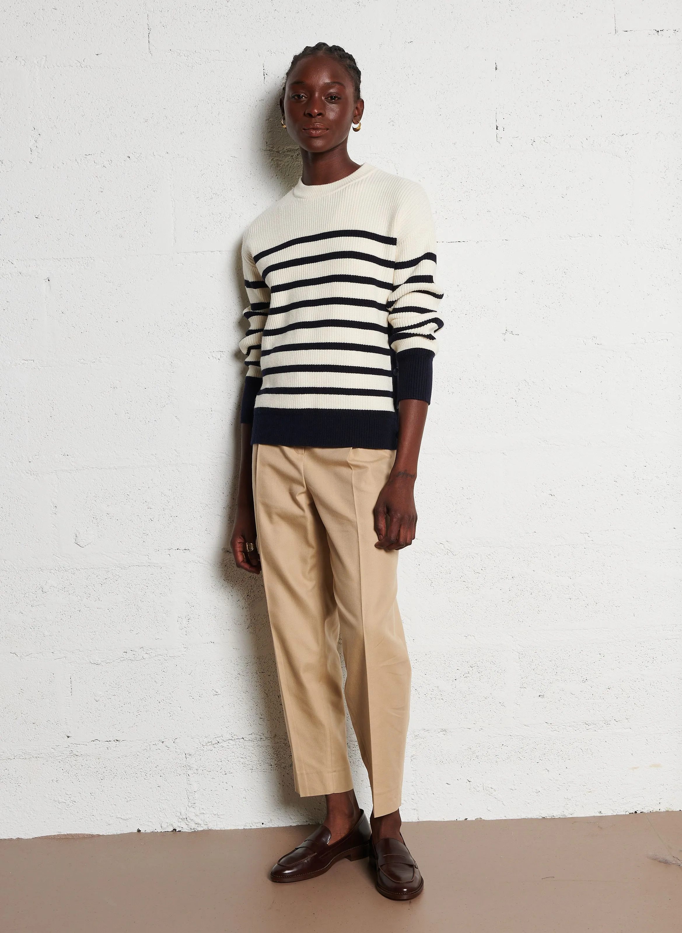  MAISON 123   CLIFF - Maglione scollo tondo dritto in maglia | Bianco