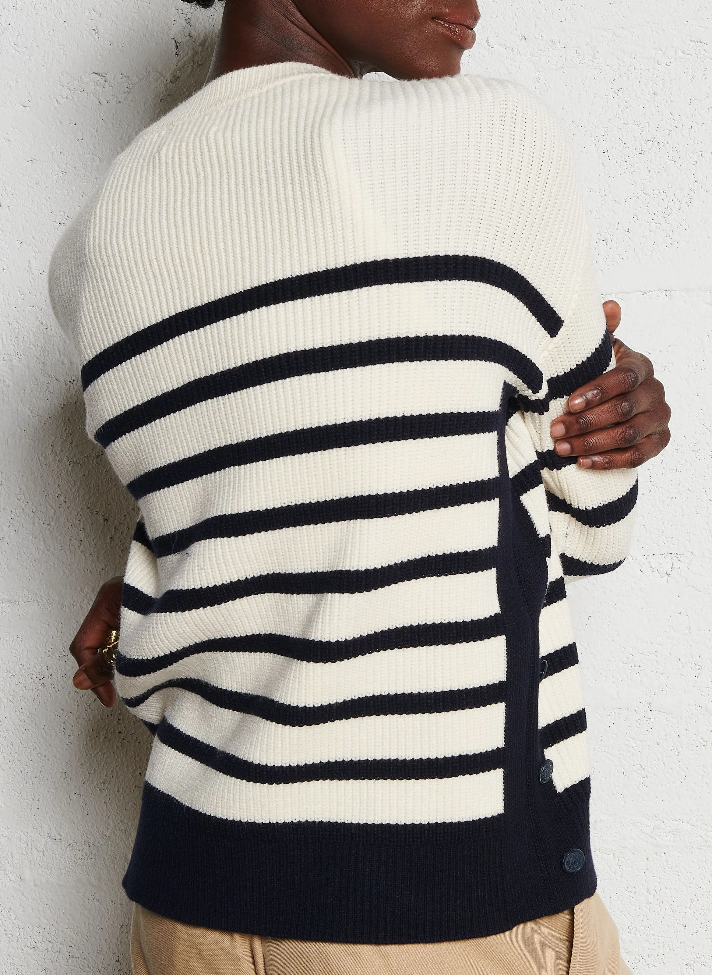  MAISON 123   CLIFF - Maglione scollo tondo dritto in maglia | Bianco