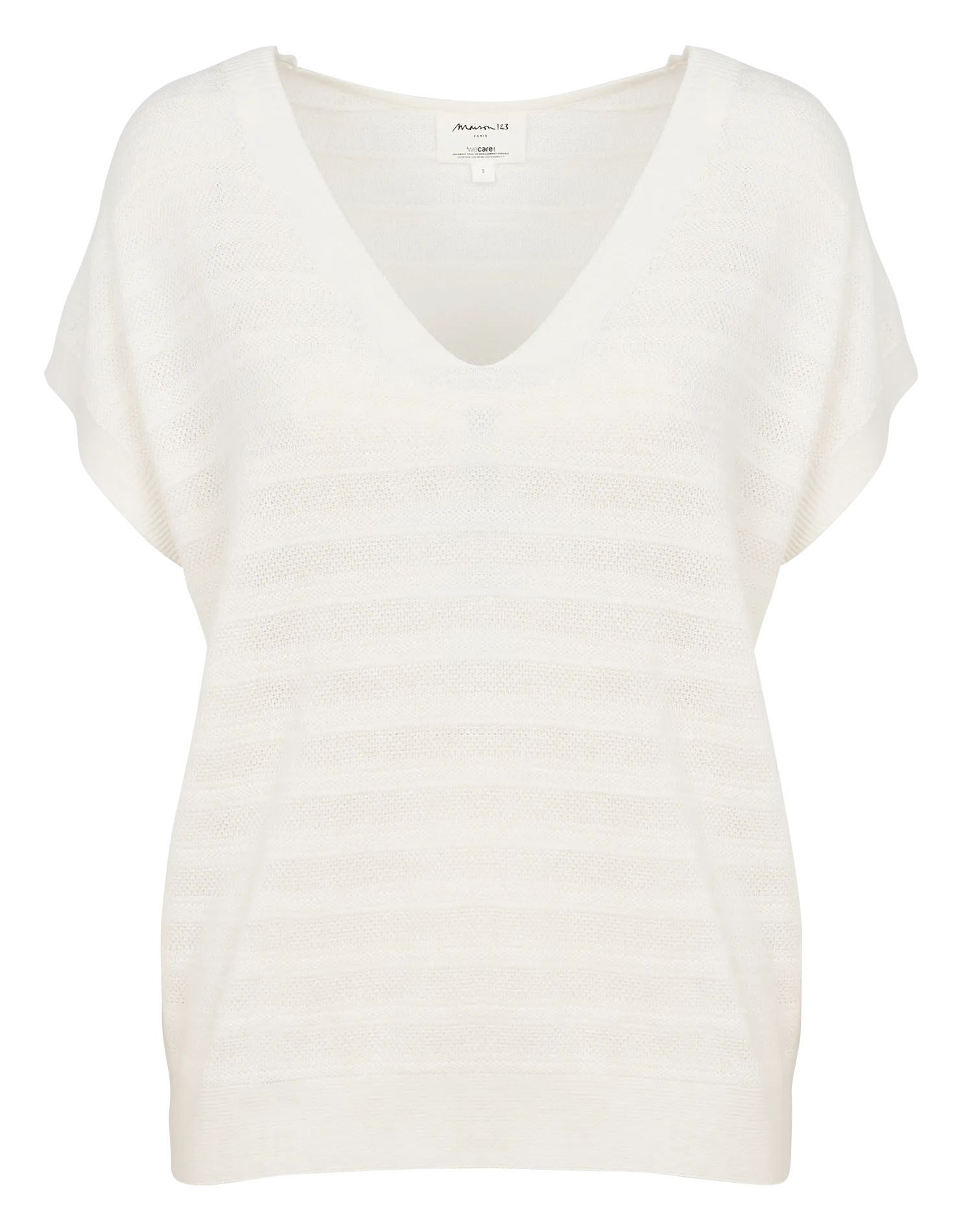  MAISON 123   LINE - Maglione a maniche corte in maglia sottile | Beige