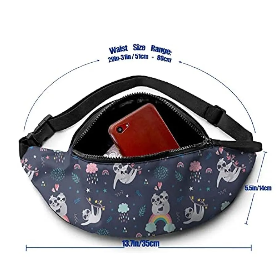 Marsupio per uomo donna,marsupio carino bradipo con cintura tasca a tracolla regolabile borsa a tracolla borsa a tracolla per vi