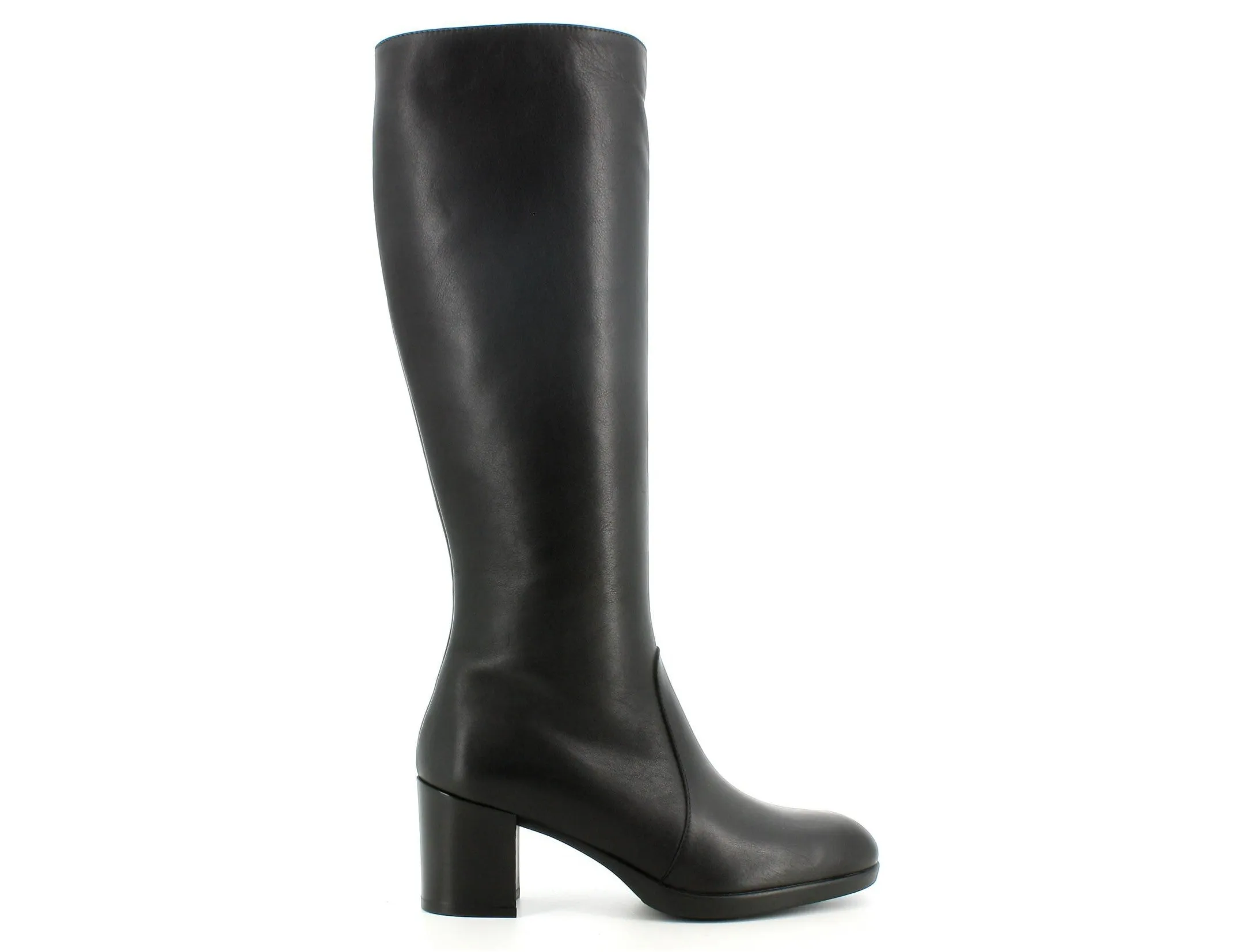 Melluso stivali in pelle nera con zip interna