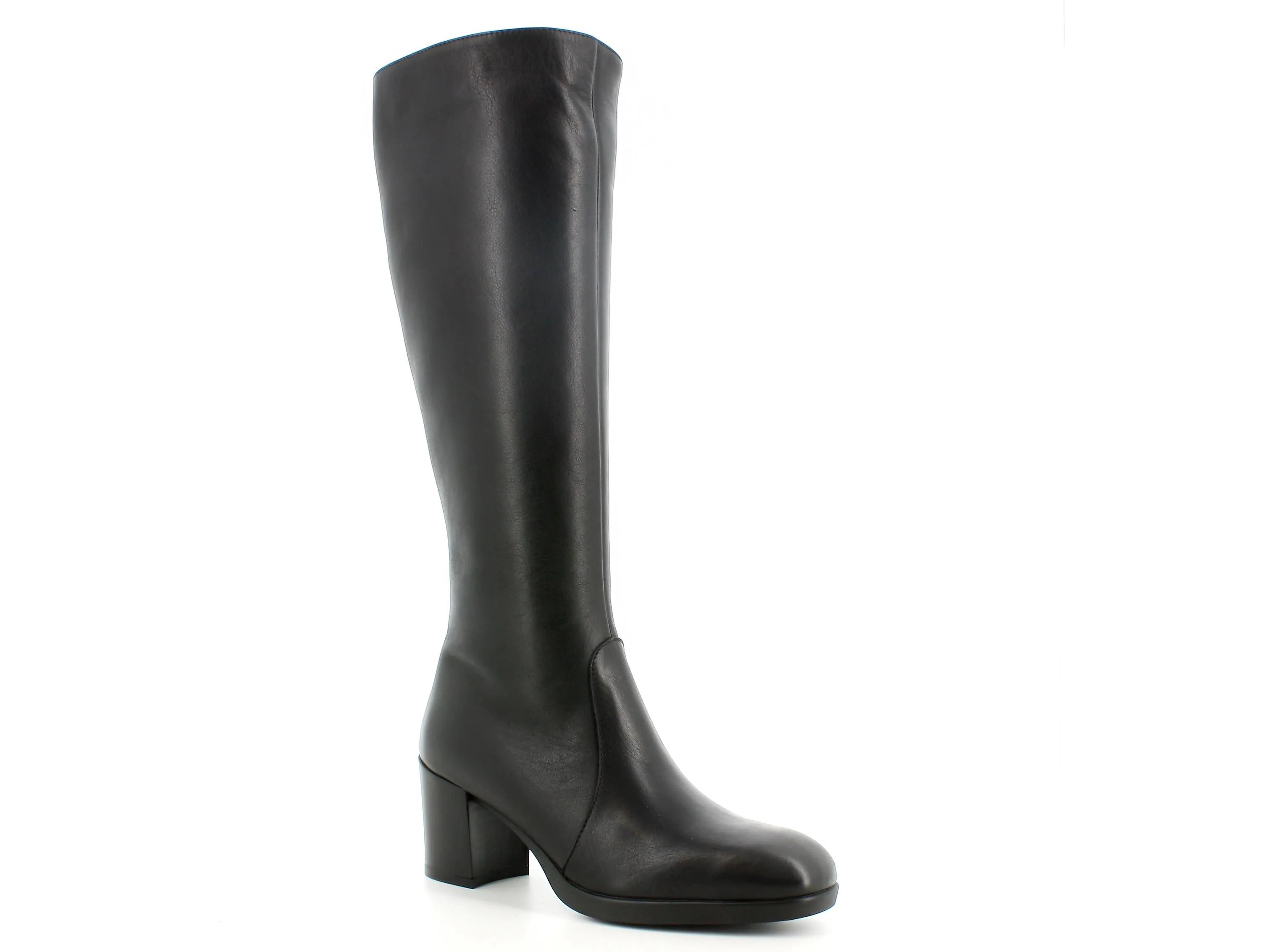 Melluso stivali in pelle nera con zip interna