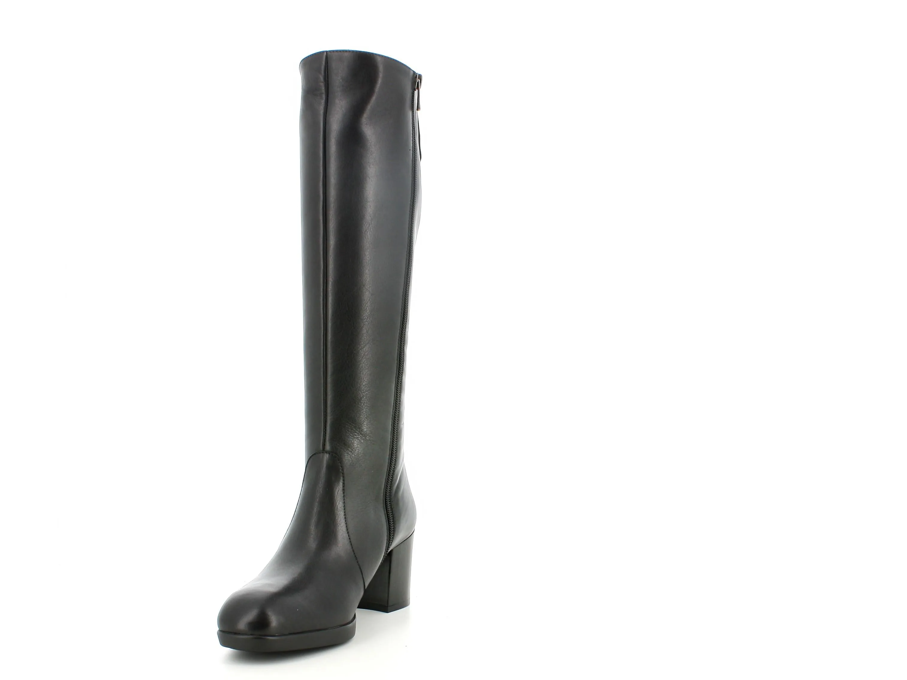 Melluso stivali in pelle nera con zip interna