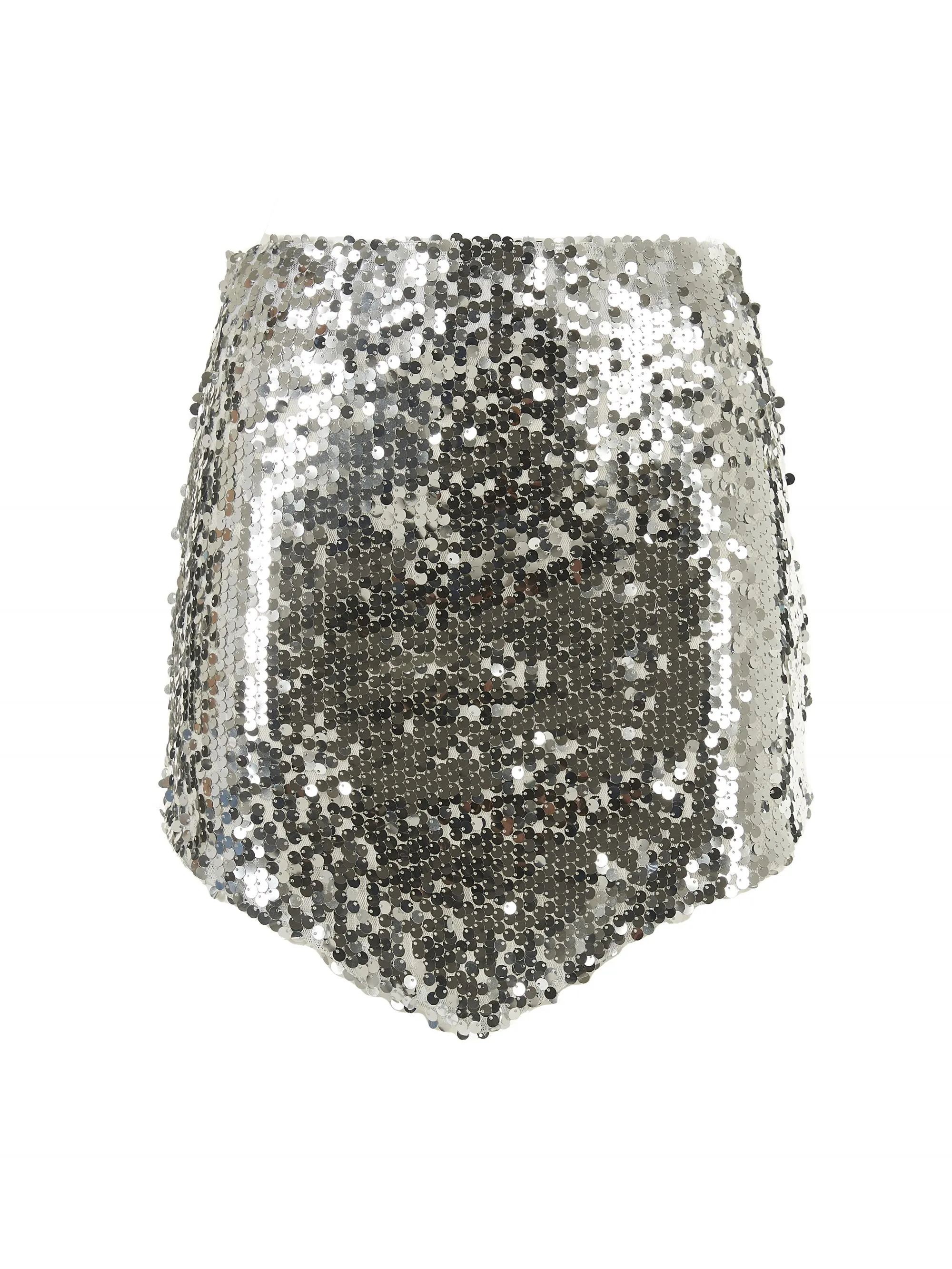 MINI GONNA ARGENTO FULL PAILLETTES